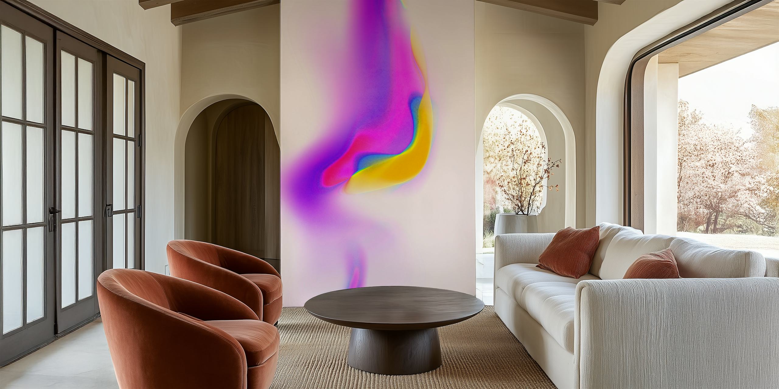 Abstract papel de parede colorido em um quarto