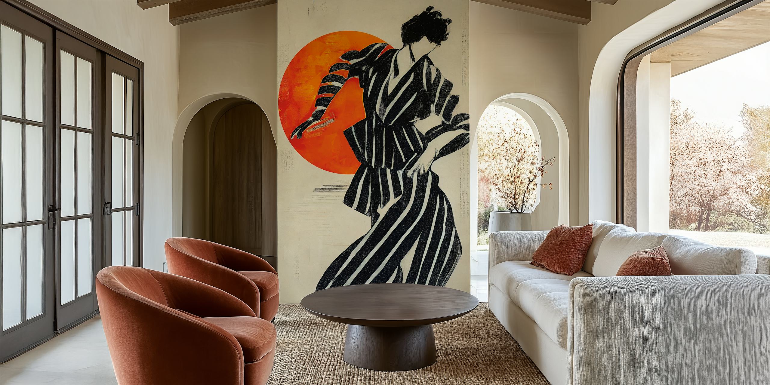 Dancer wallpaper displayed in a room