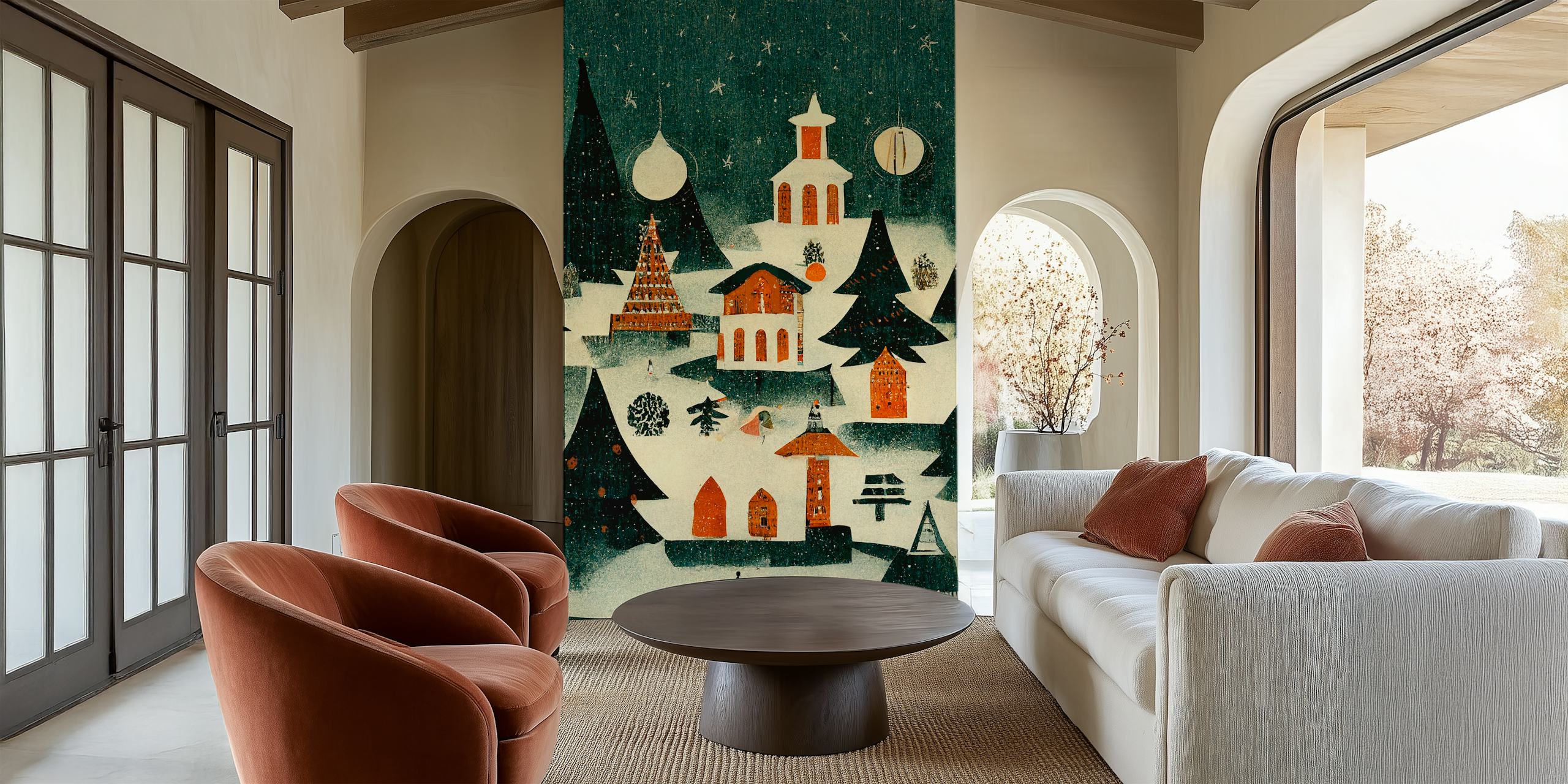 Dizajn božićne tapete u sobi