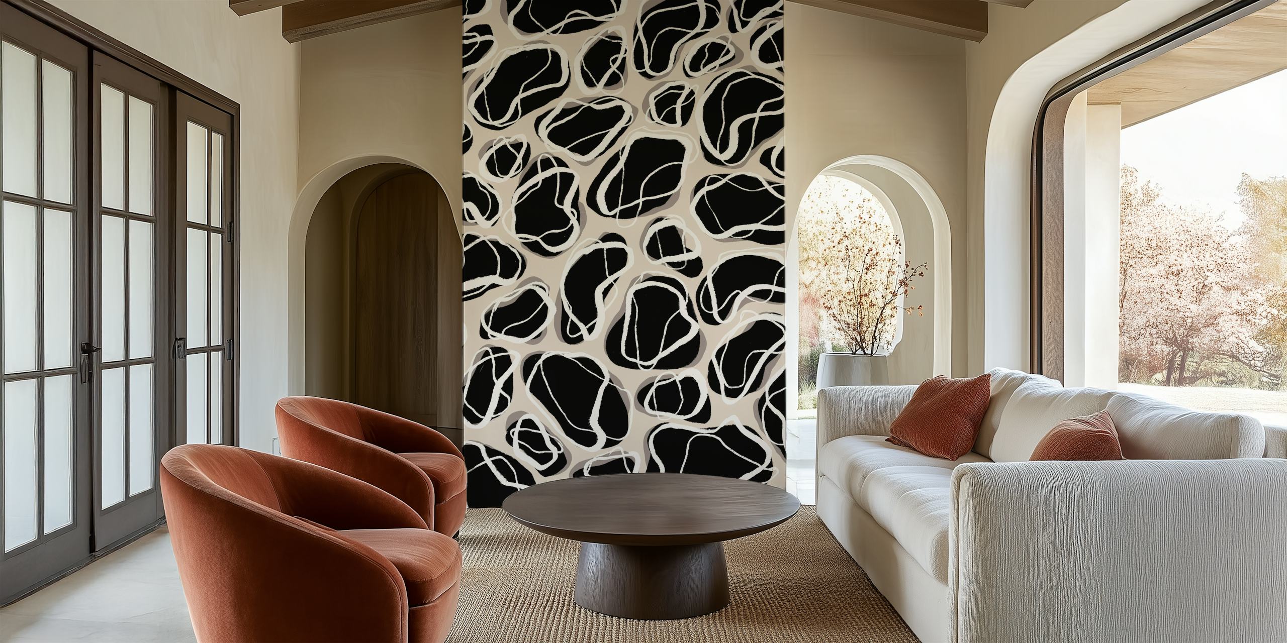 Diseño de papel pintado temático monocromo de piedra
