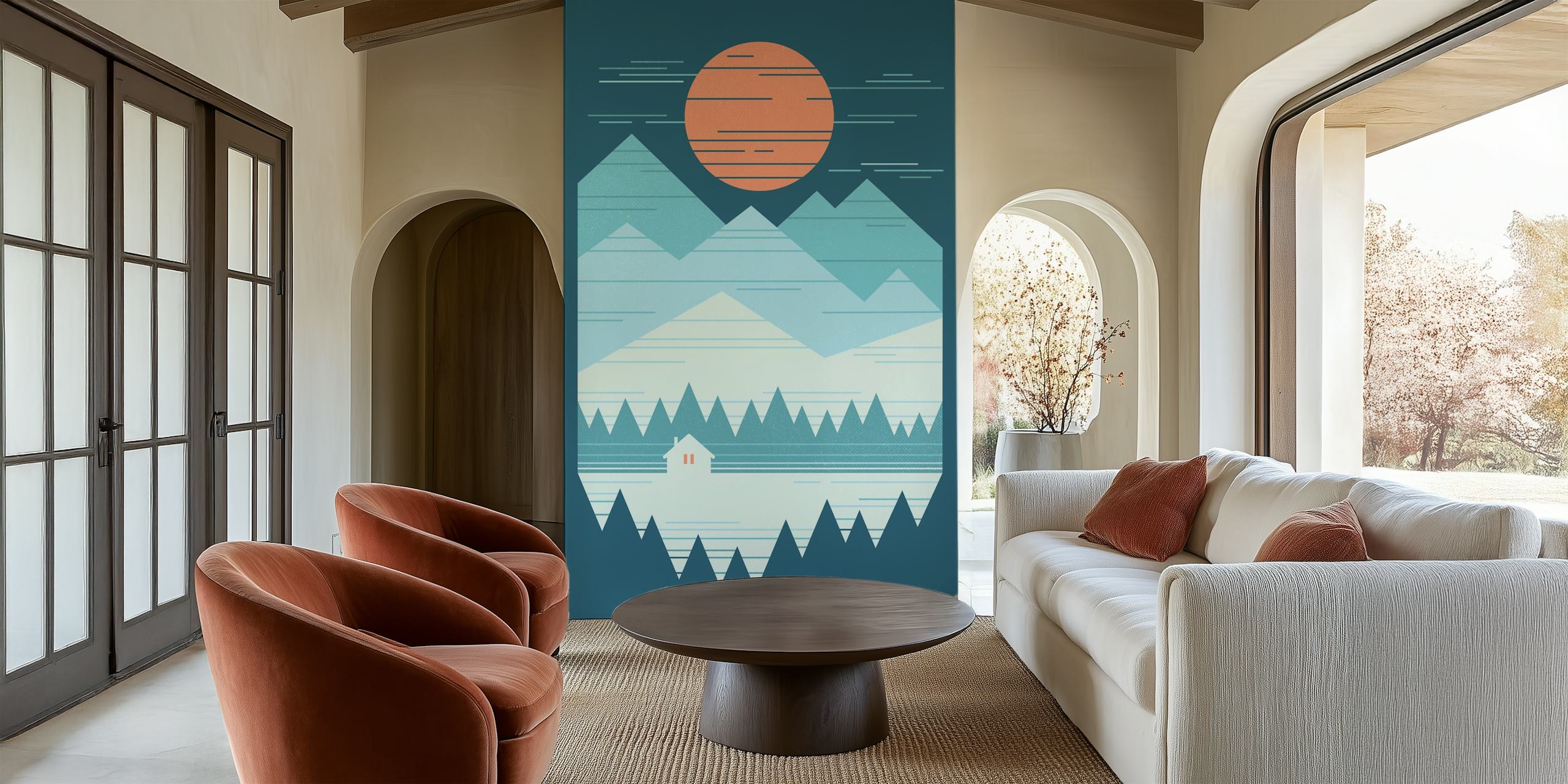 Cabin In The Snow design de papier peint