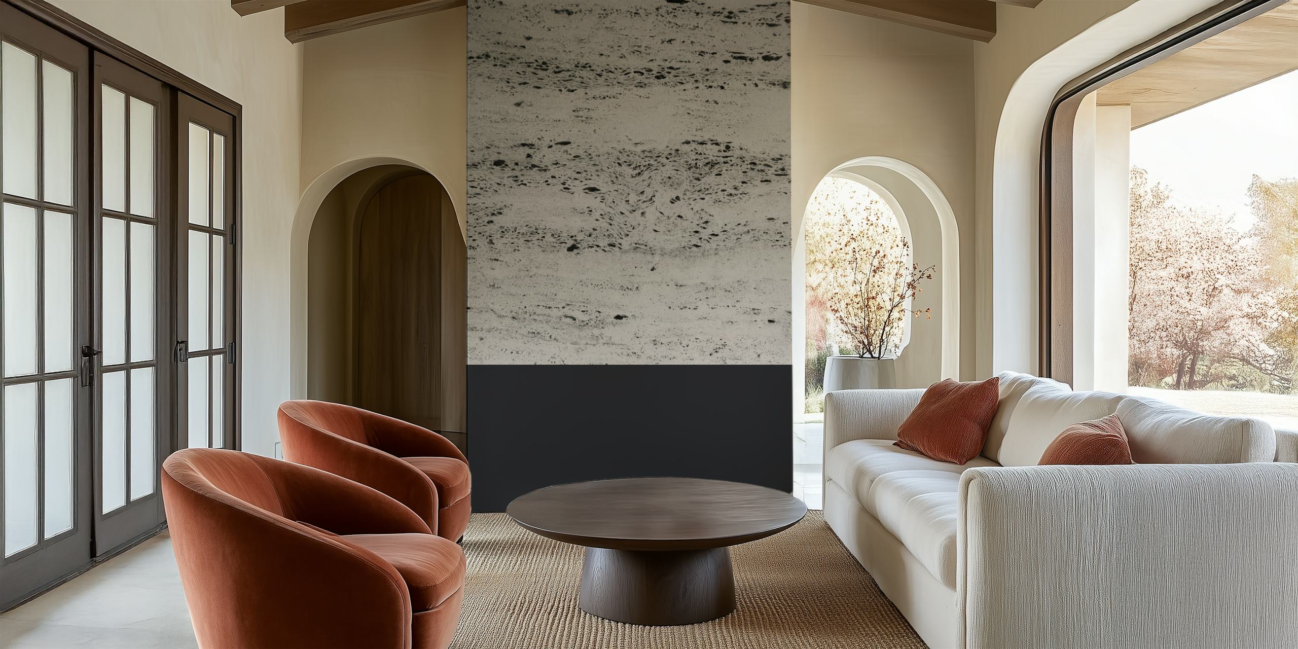 Charcoal on Concrete wallpaper displayed in a room