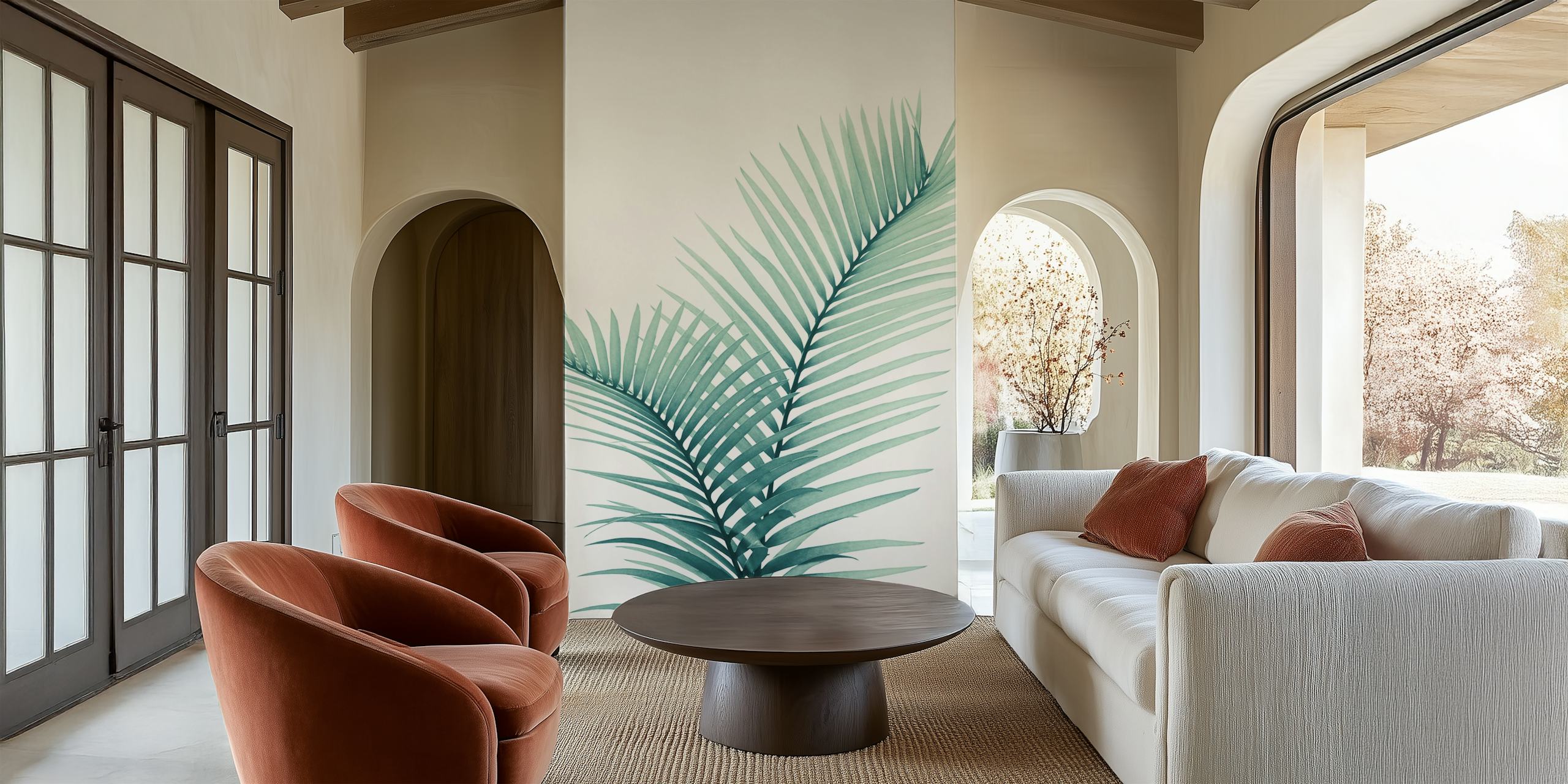 Papier peint Intertwined Palm Leaves dans une pièce