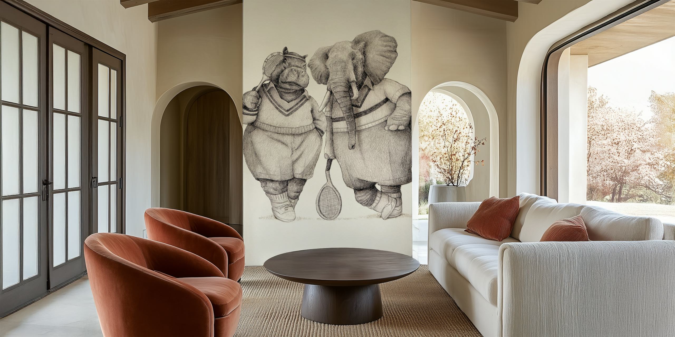 Gentlemen of the Court wallpaper displayed in a room