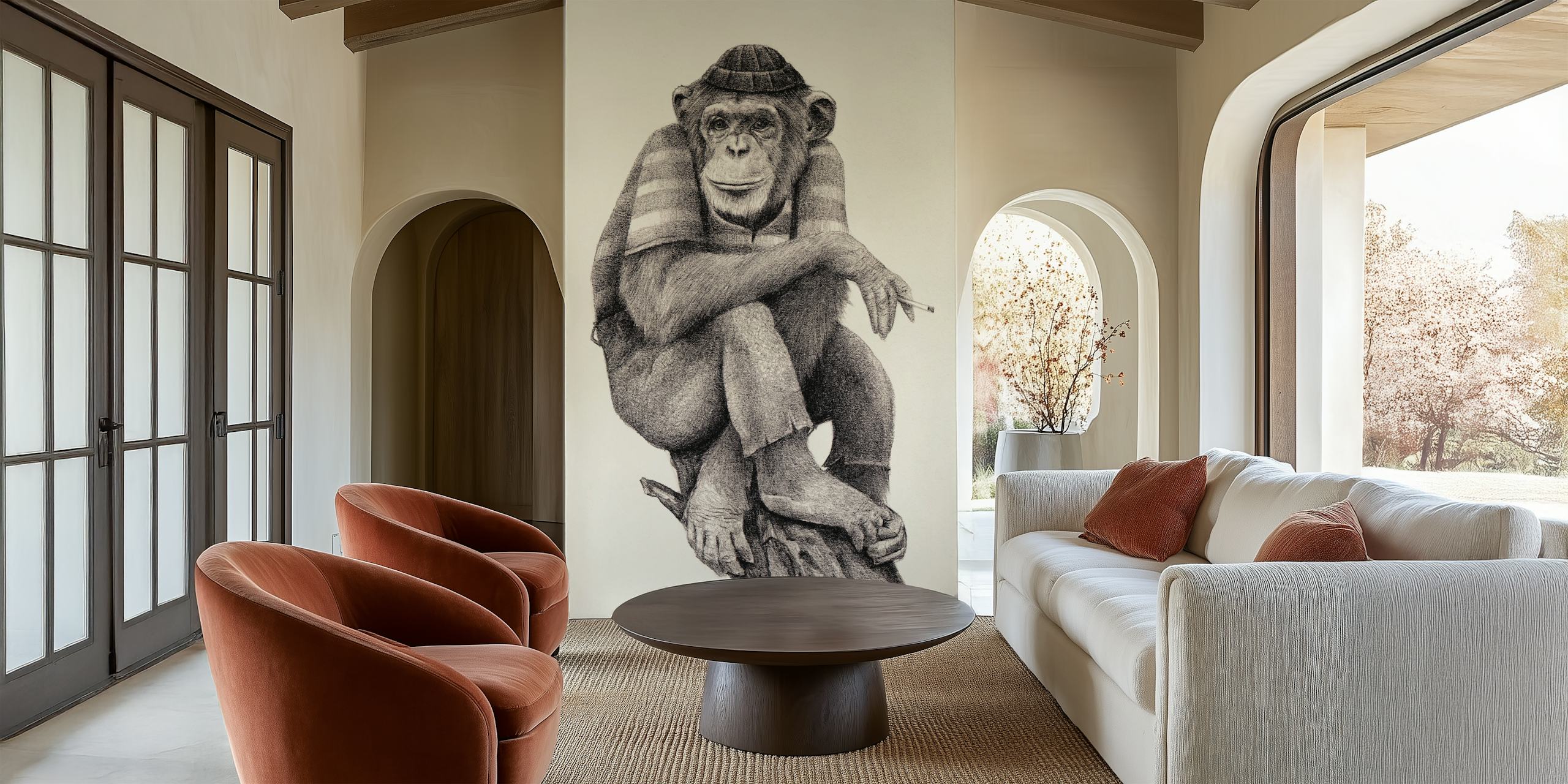 Smoke and Chill wallpaper in a stylish room