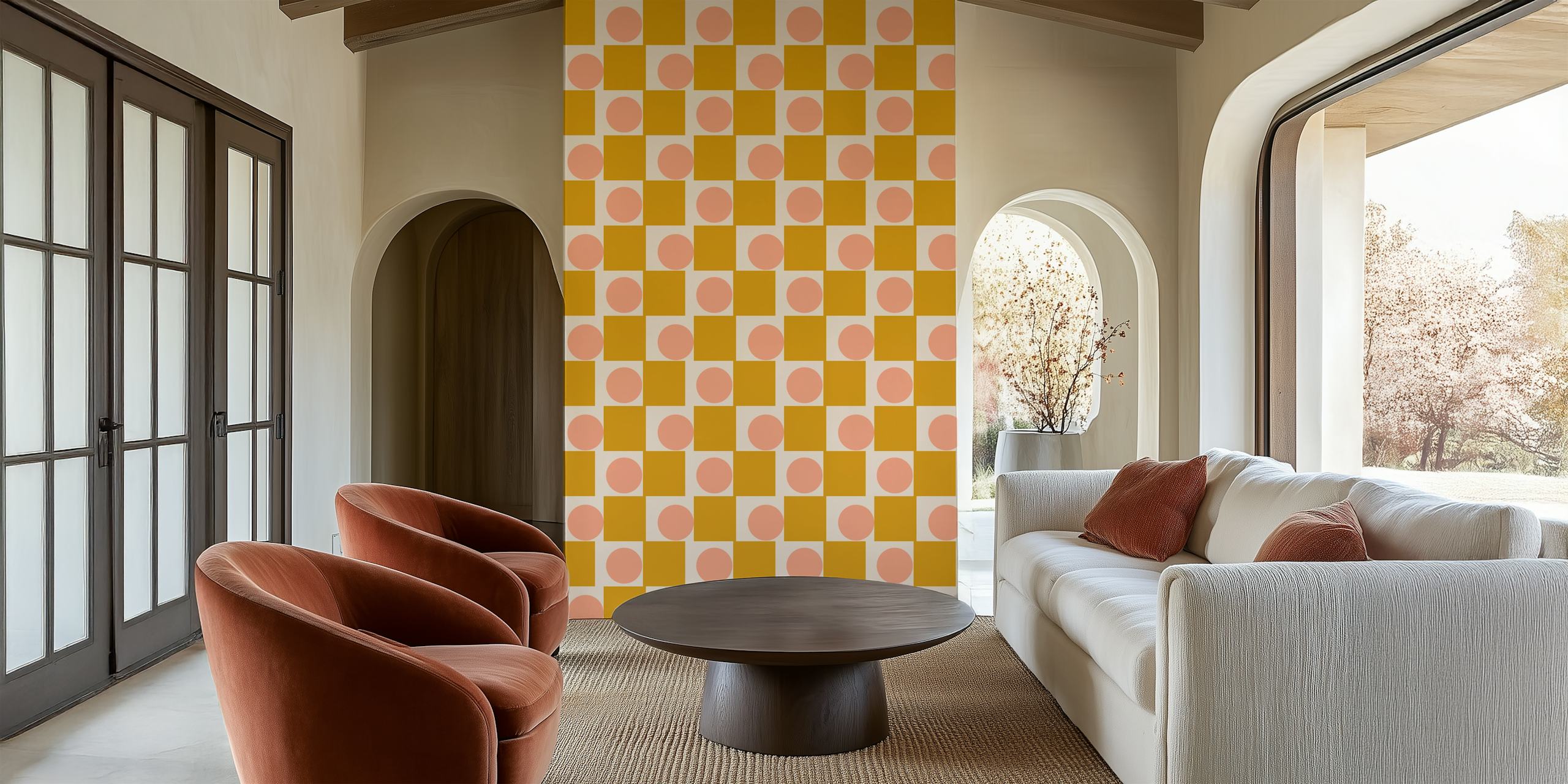 Geometric Shapes in Goldenrod and Blush Pink