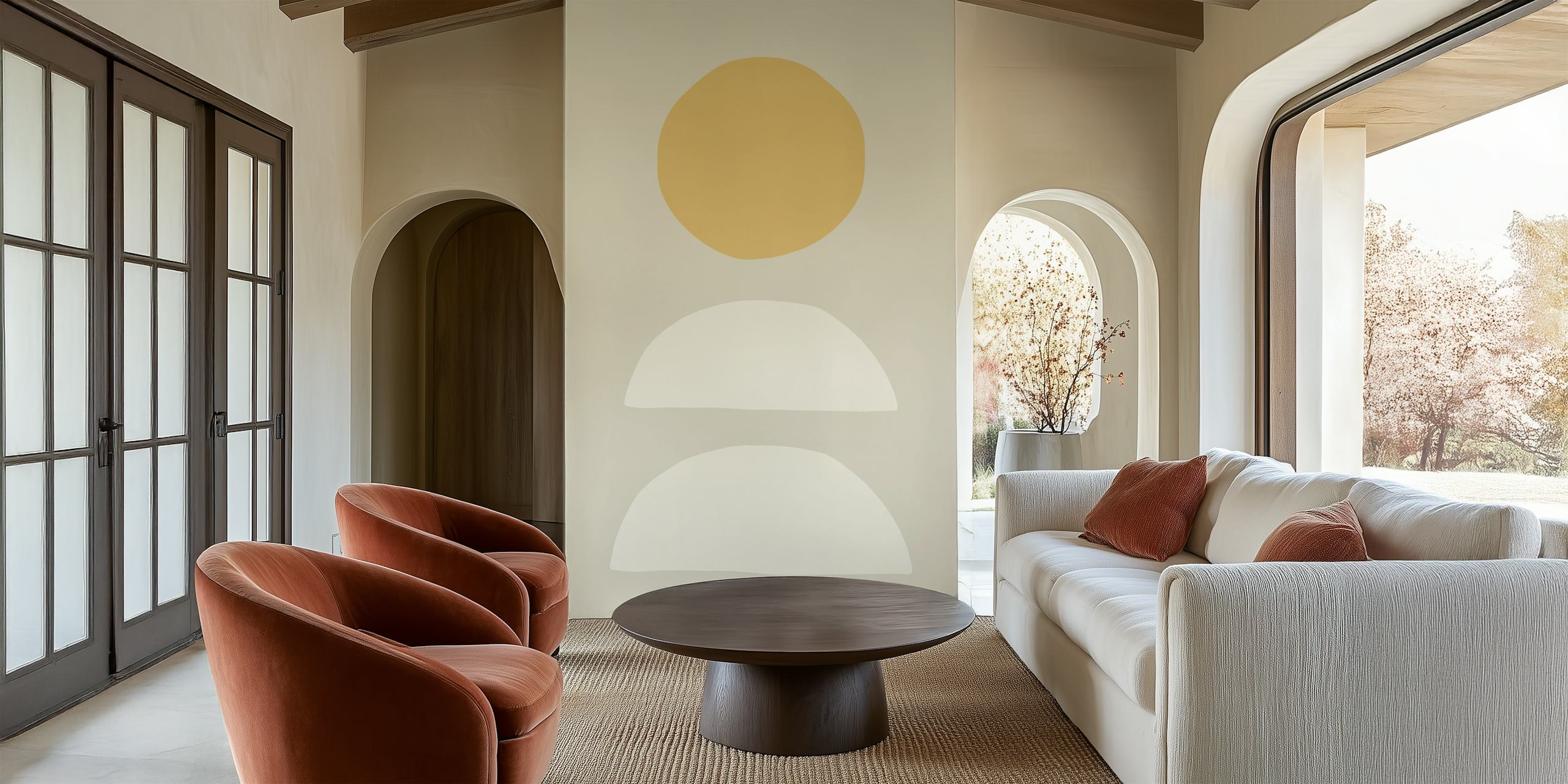 Abstract Sunset wallpaper displayed in a room