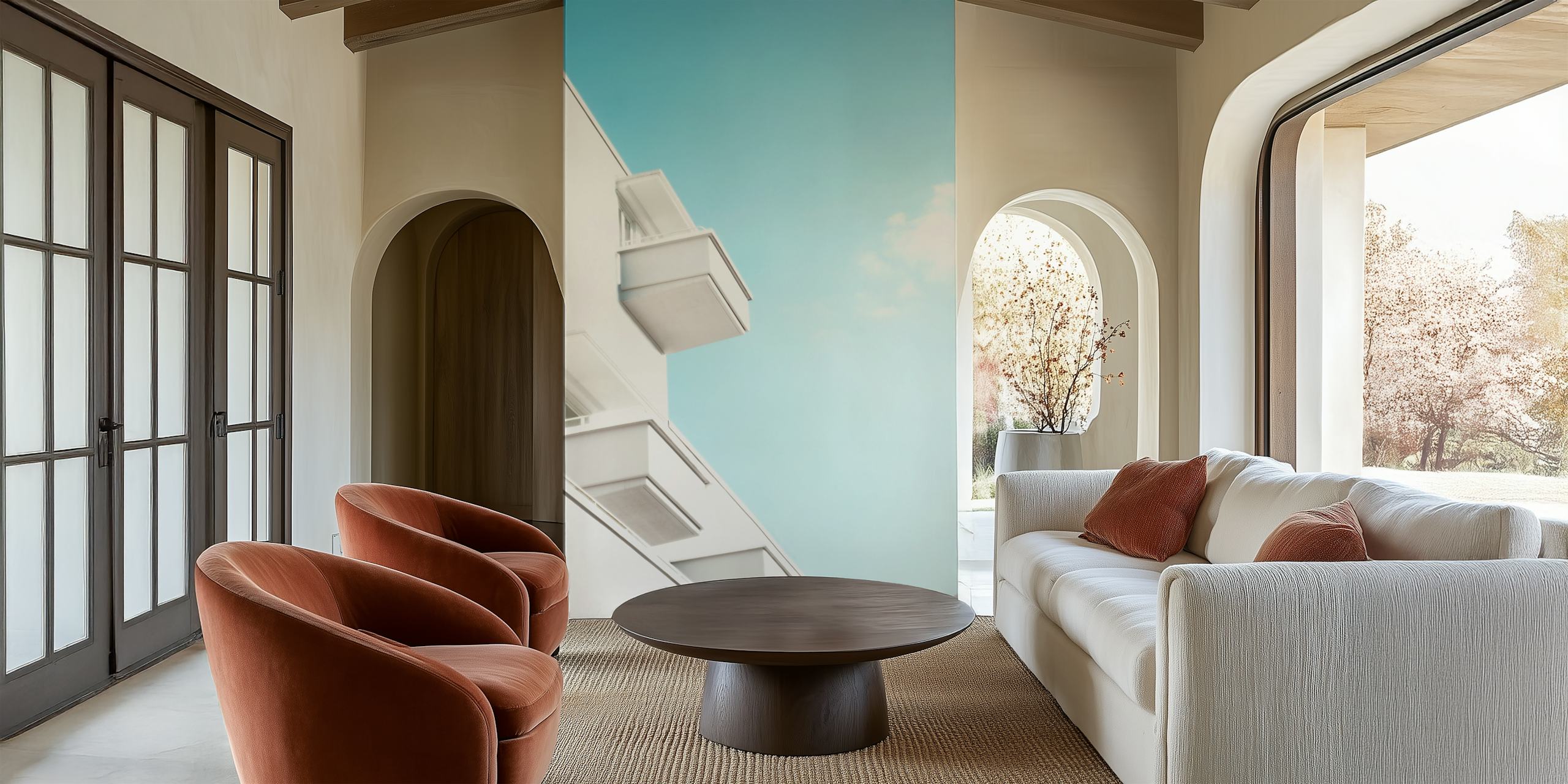 Minimal White Balcony tapet i et rum