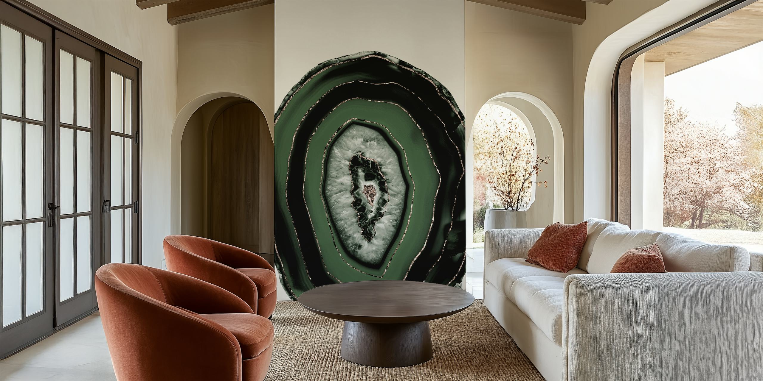 Agate pattern green and black wallpaper