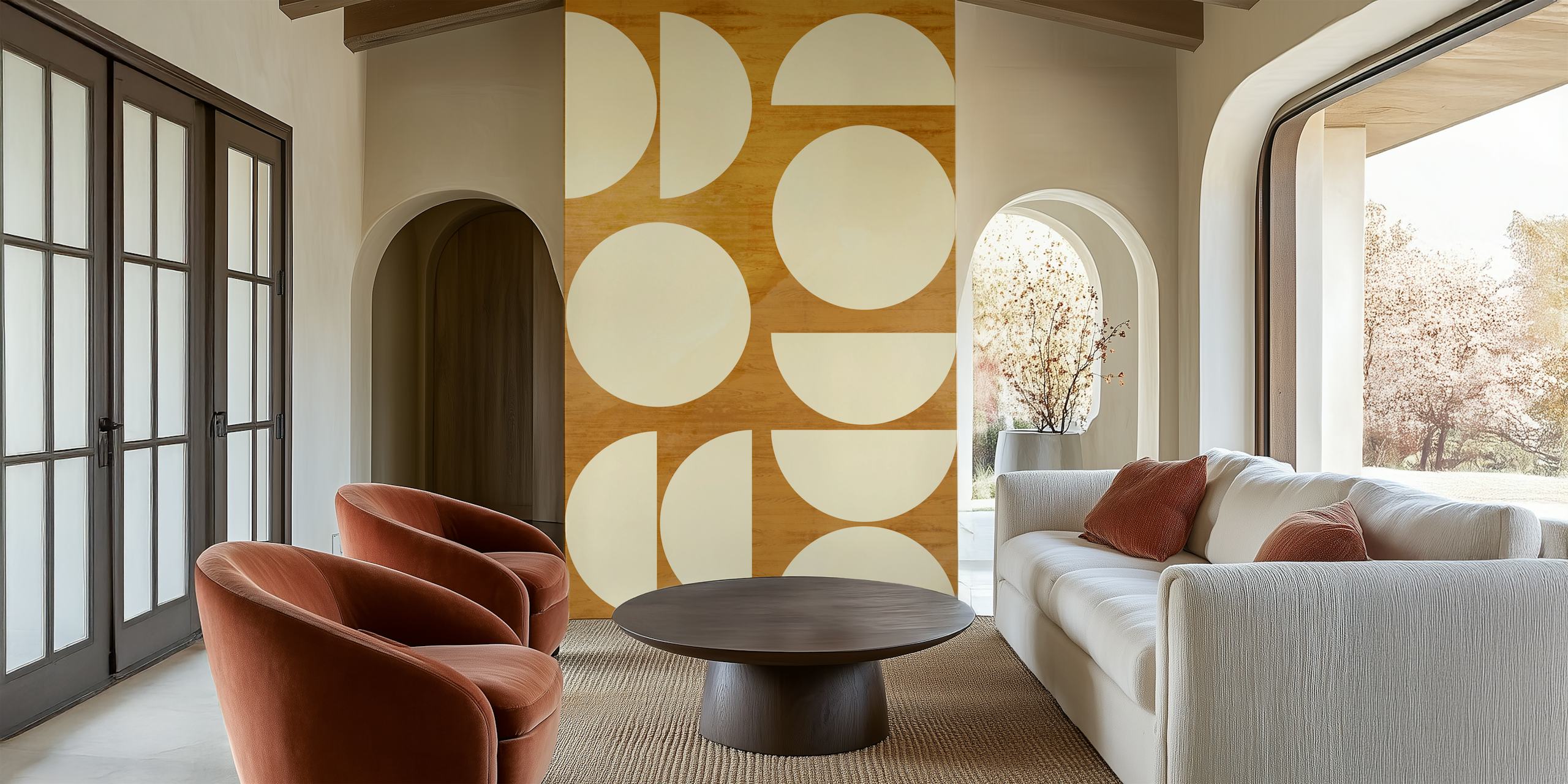 Wood Mid-Century wallpaper in a room setting