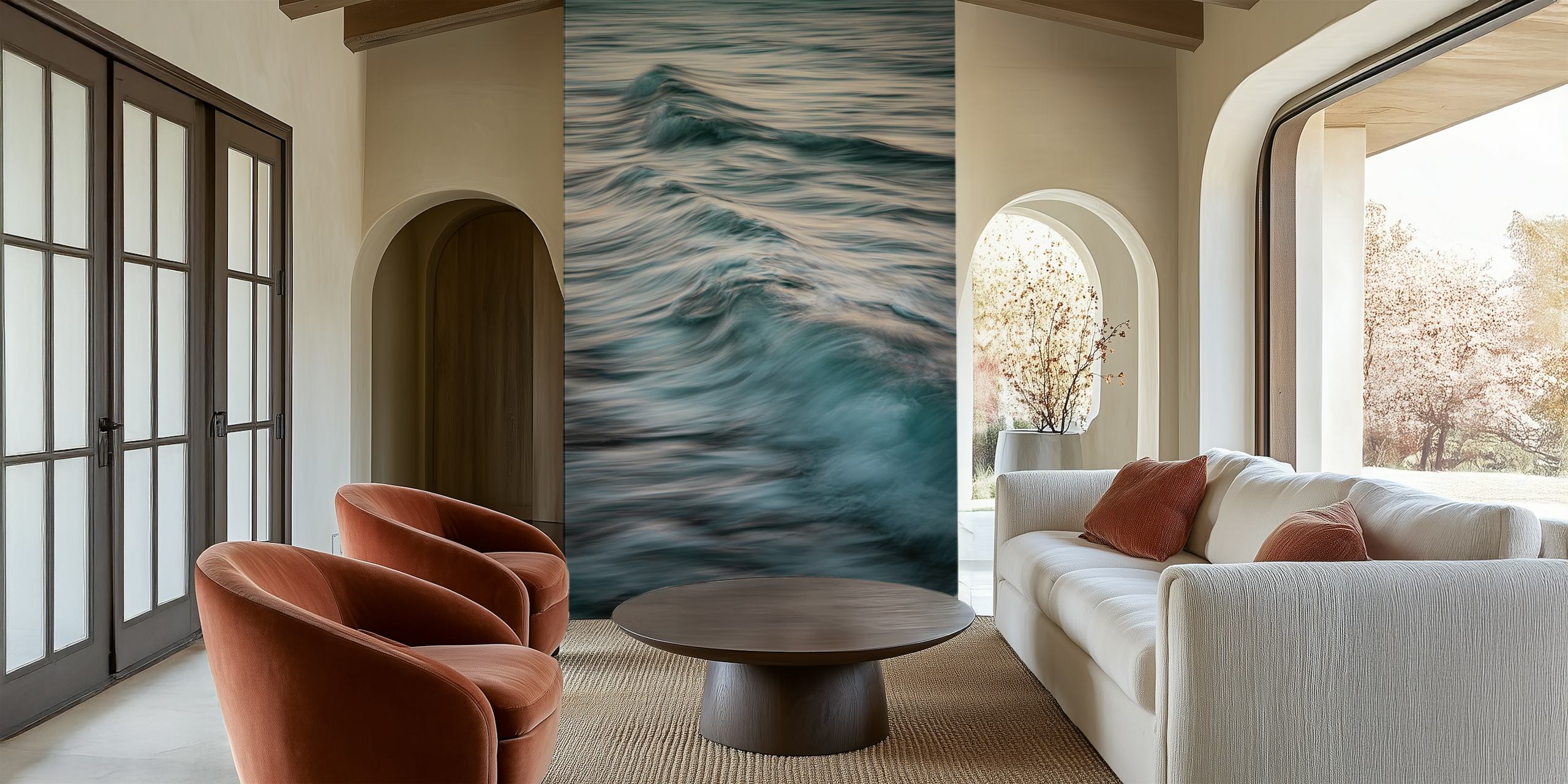 Waves wallpaper design in a room