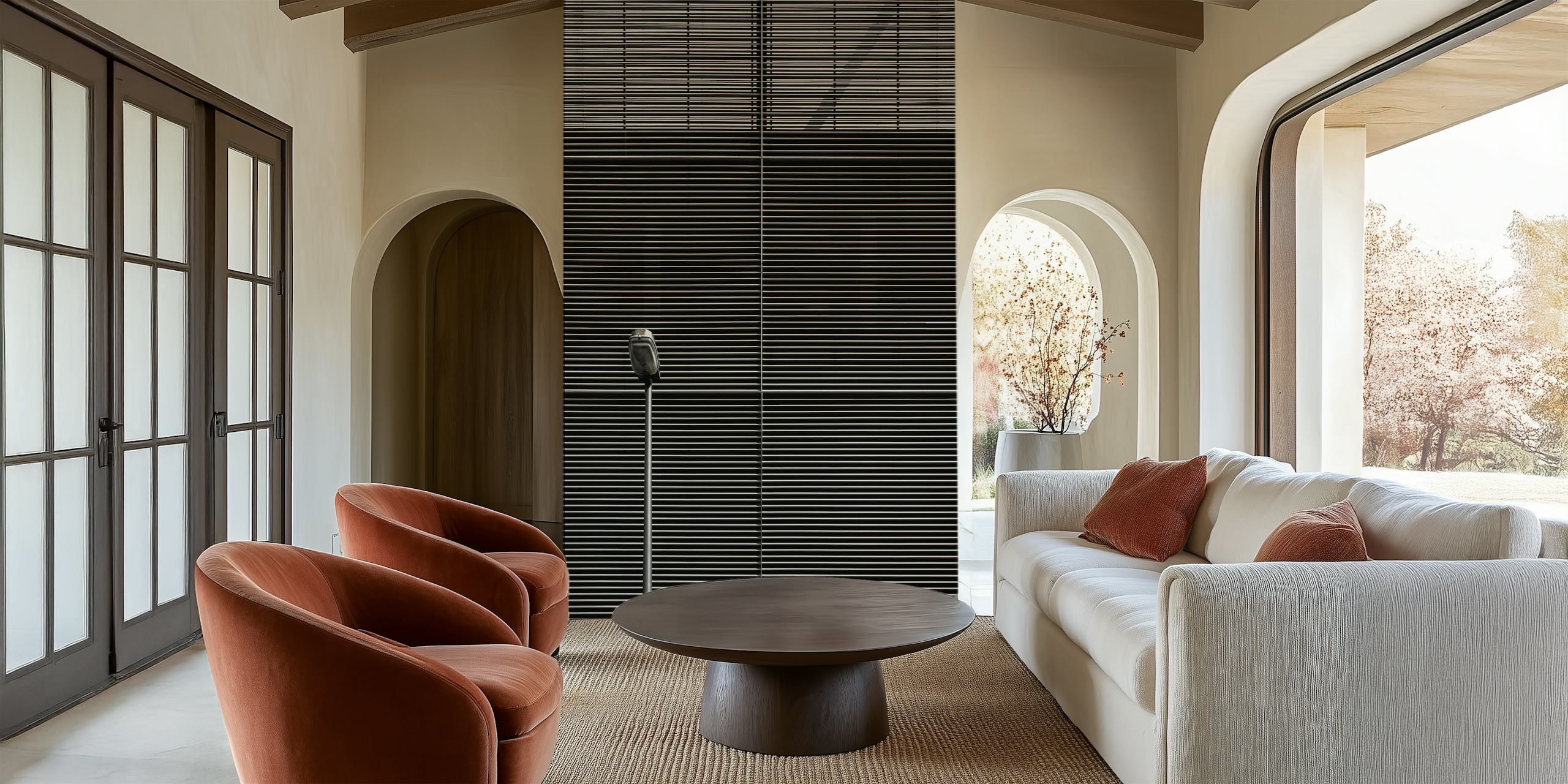 Abstract symmetrical pattern of metal blinds wall mural