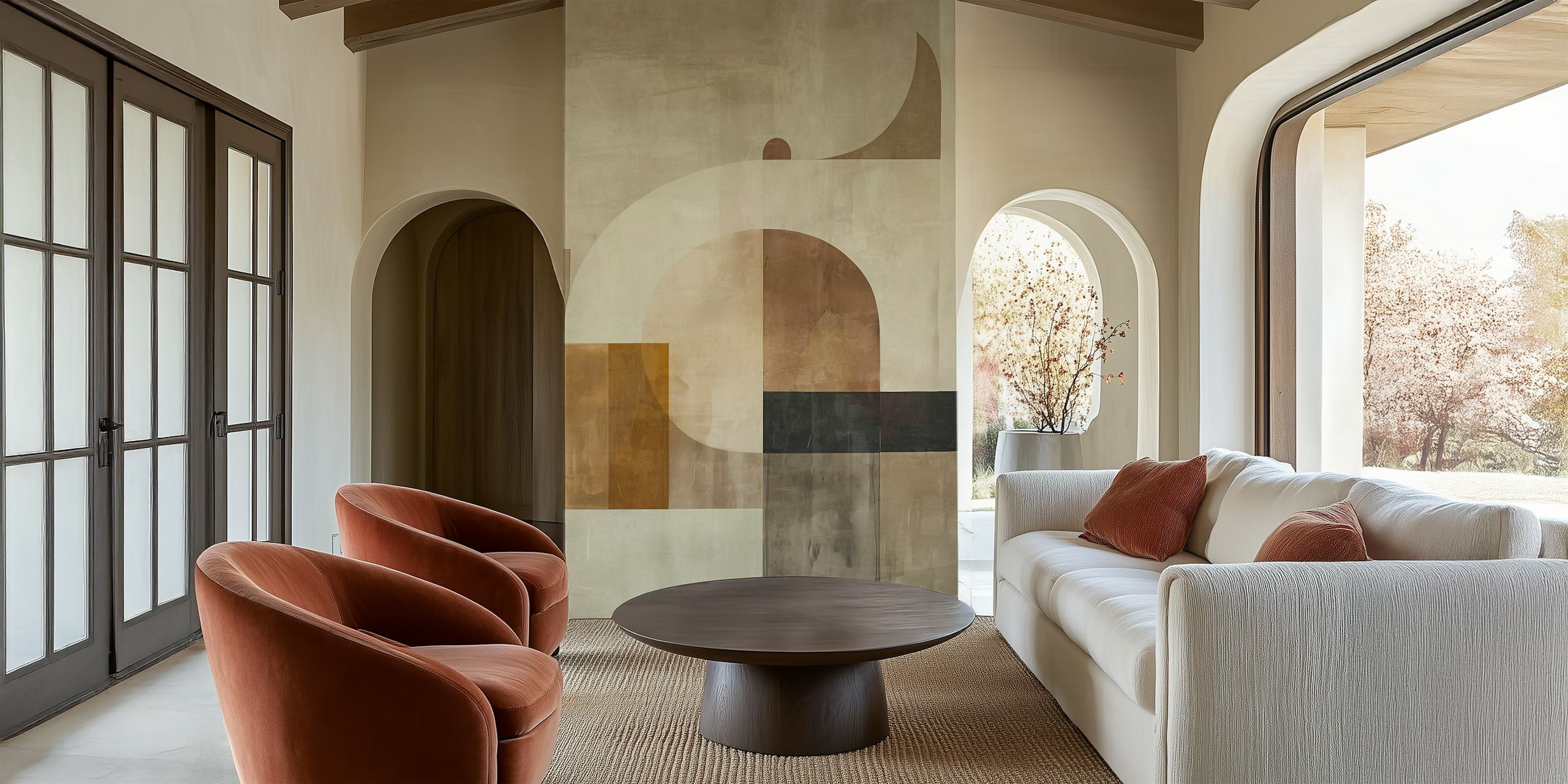 Apstraktna boho geometrijska pozadina u zemljanim tonovima