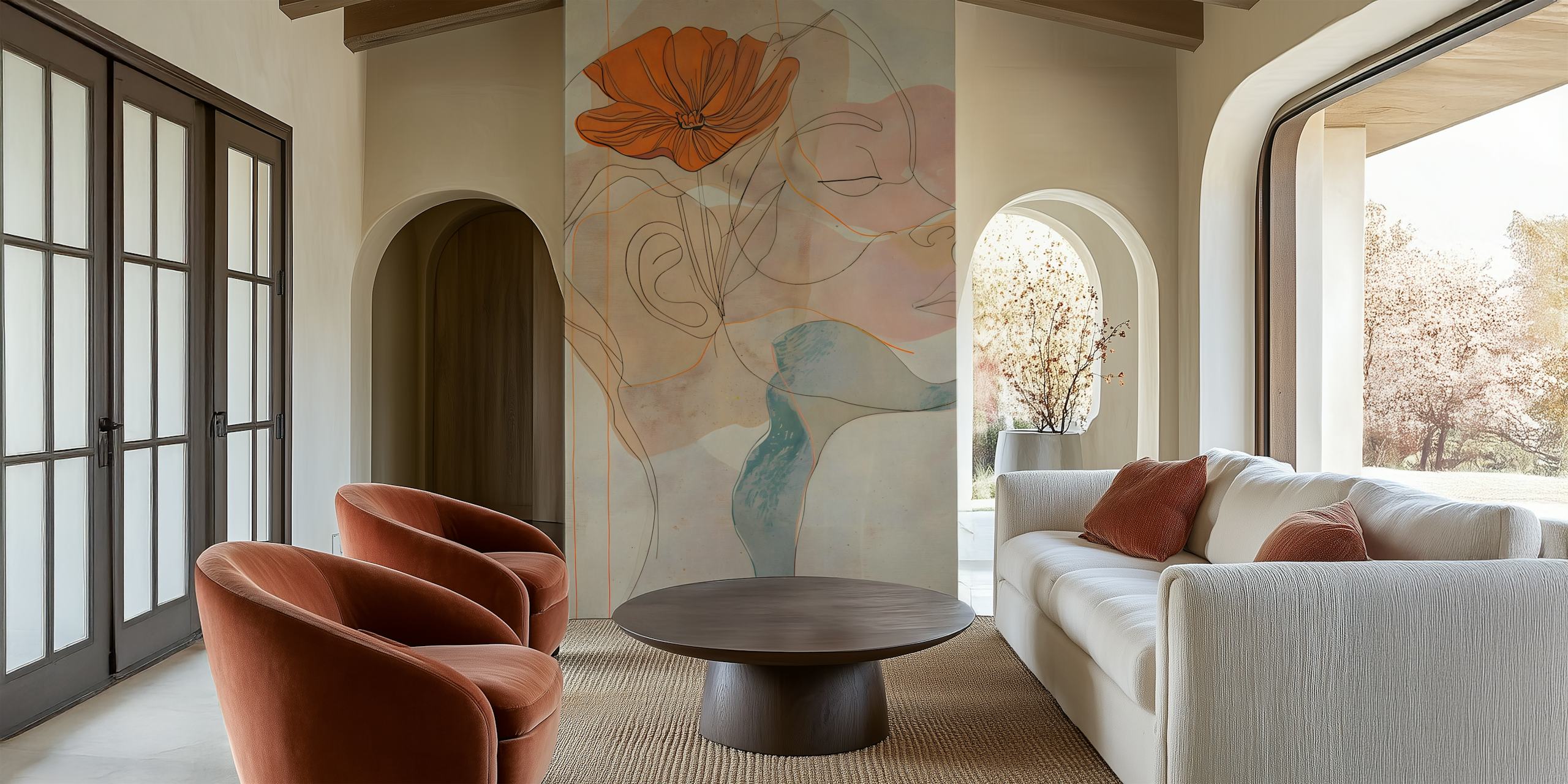 Contours of Woman behang in een kamer