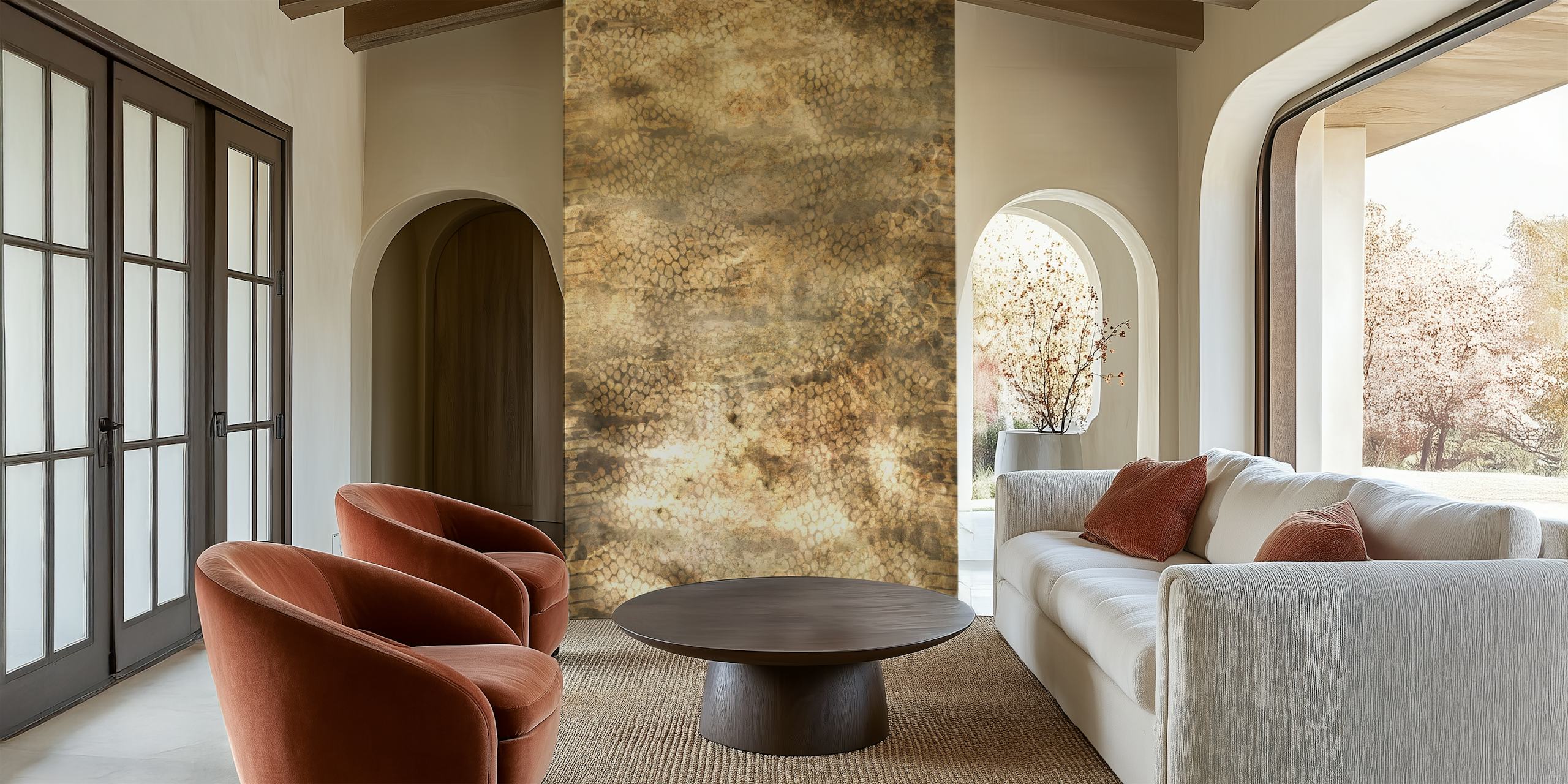 Bronzed gold snake skin pattern wallpaper