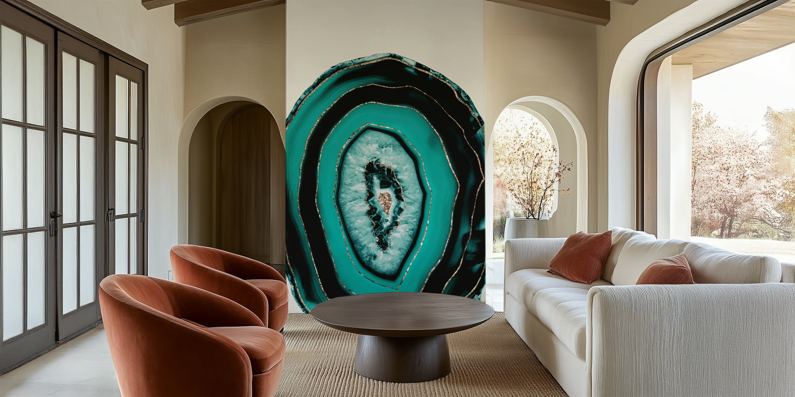 Teal Agate Gold Glitter tapeta u sobi