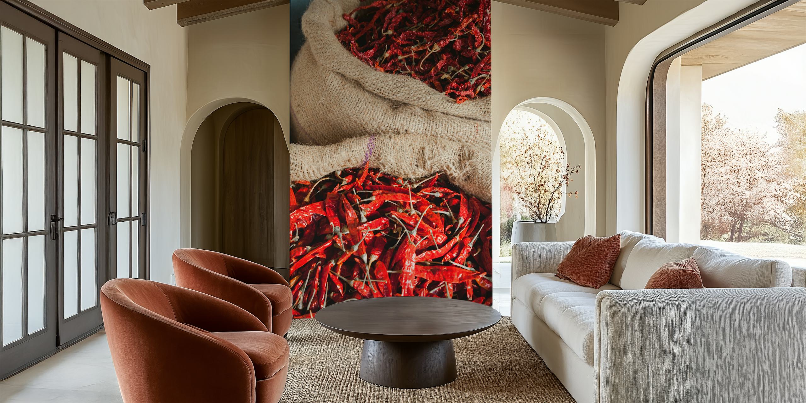 Red Chilli Pepper wallpaper in a room