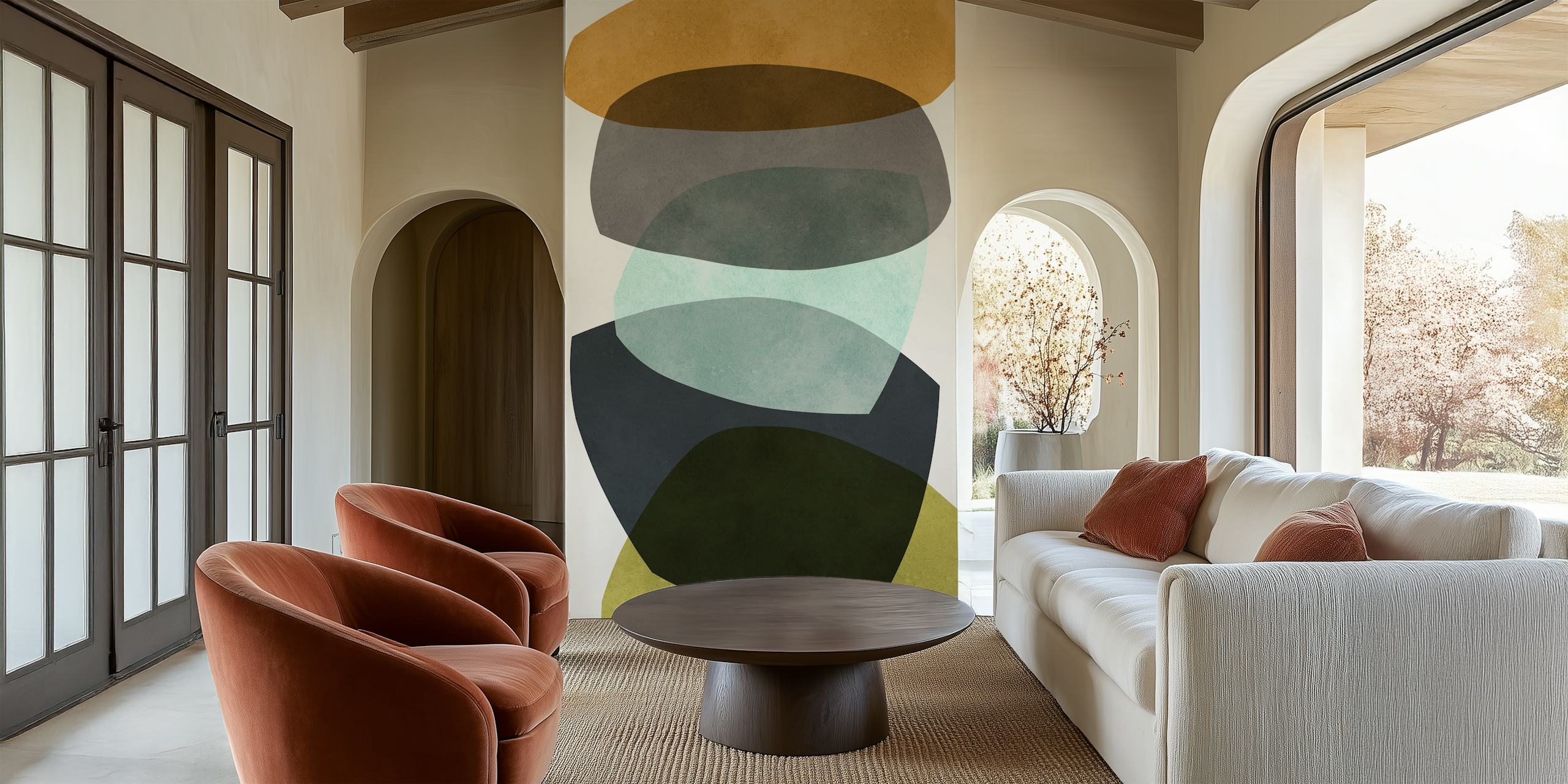 Fotomural superposición de formas coloridas abstractas