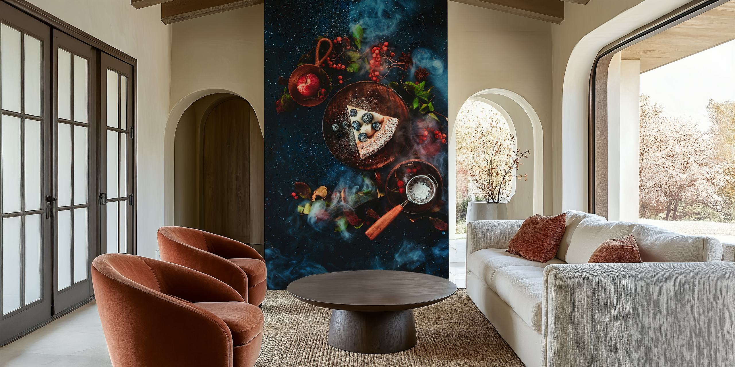 Pumpkin pie wallpaper displayed in a room