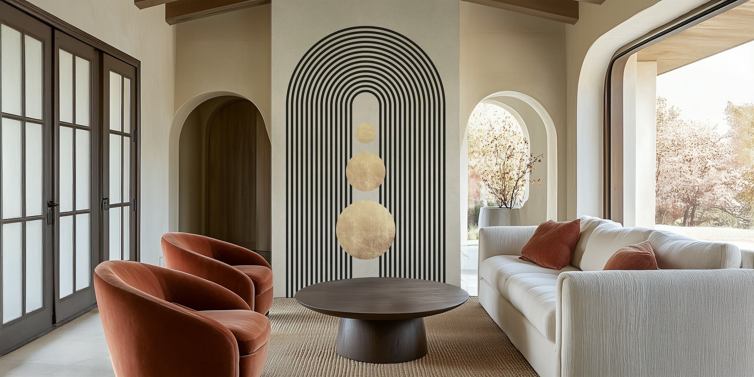 Papier peint Black and gold shapes dans une pièce