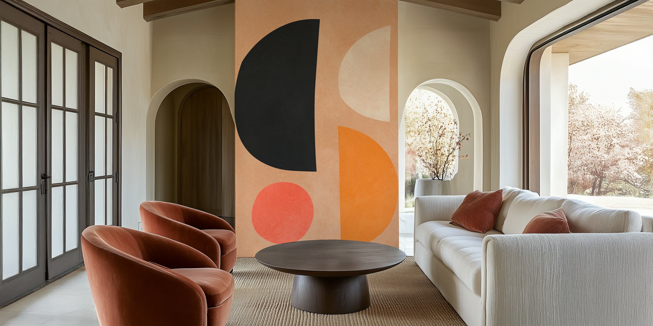 Papier peint Expressionist circles exposé dans une pièce