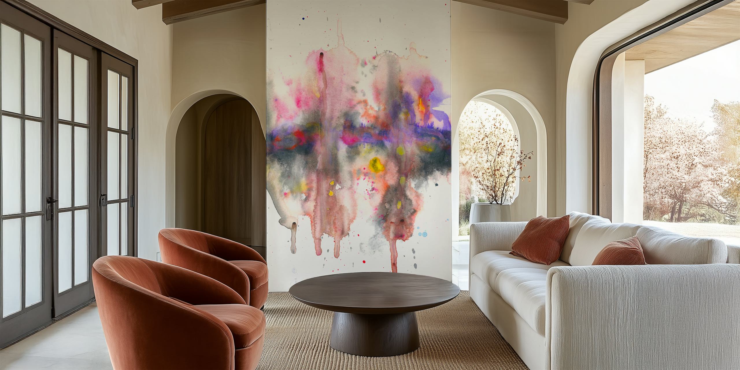 Landscape chaos wallpaper in a stylish room