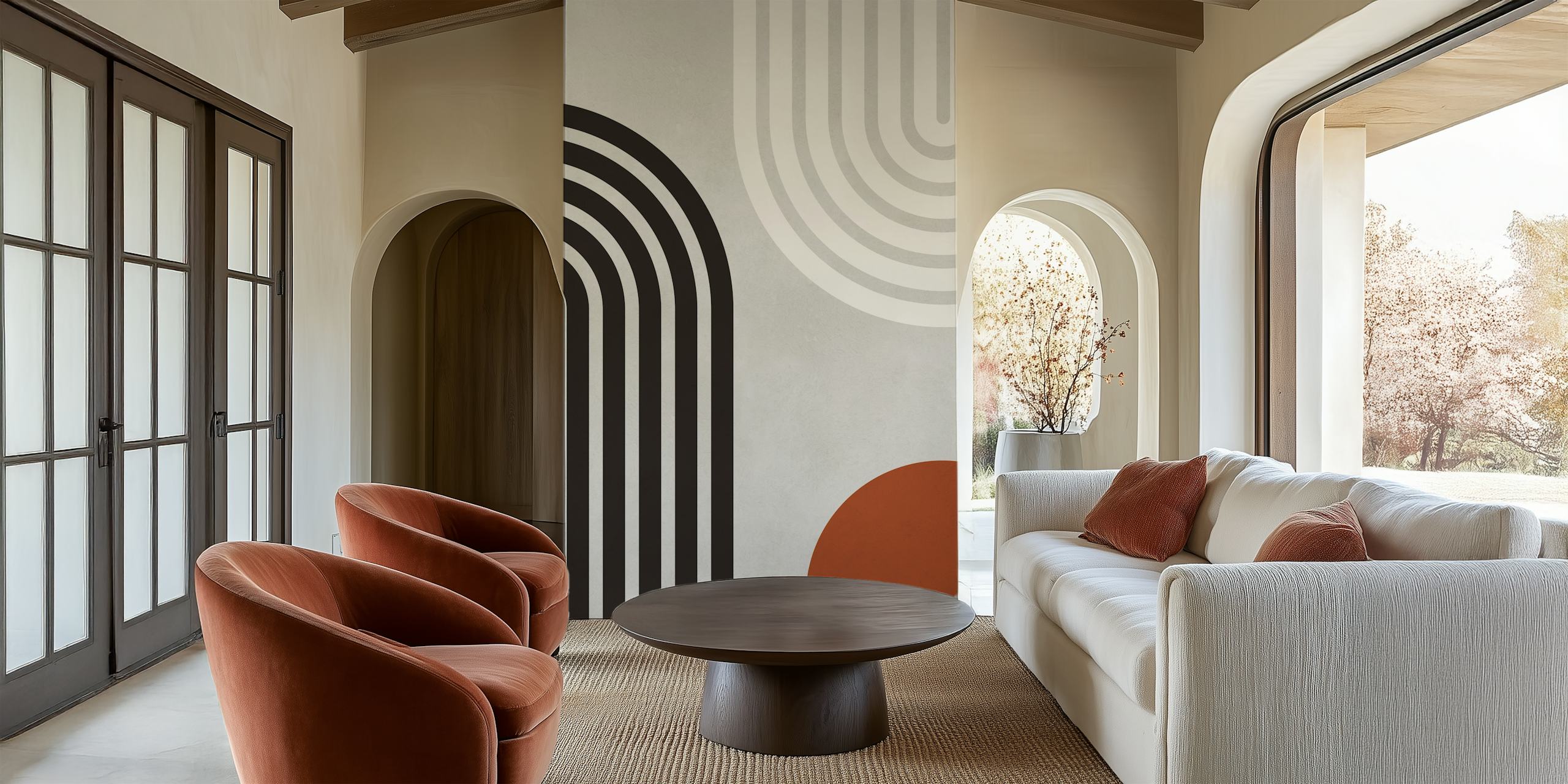 Geometric lines and circles tapetti huoneessa