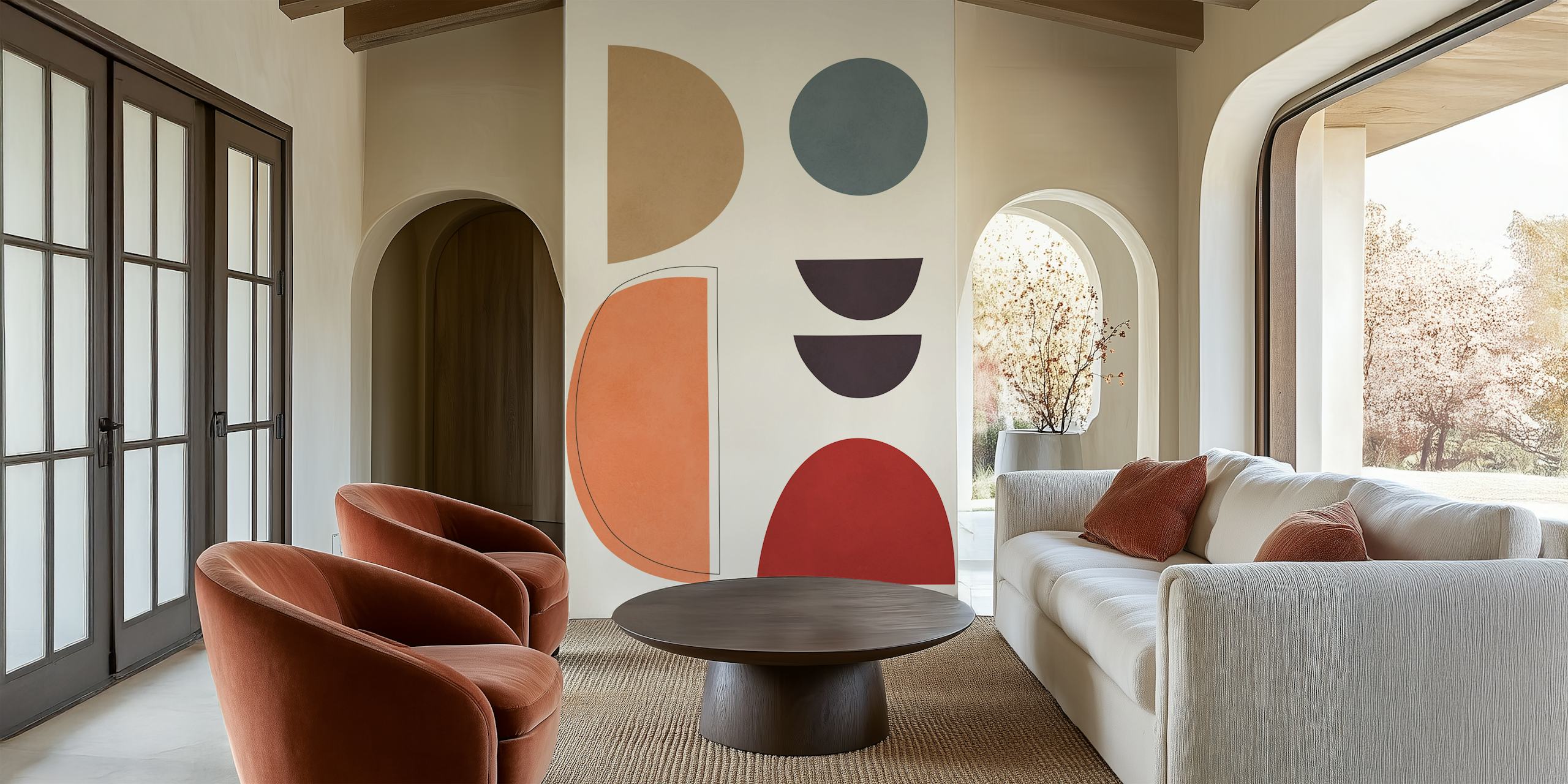 Circles and semicircles papel tapiz en una habitación