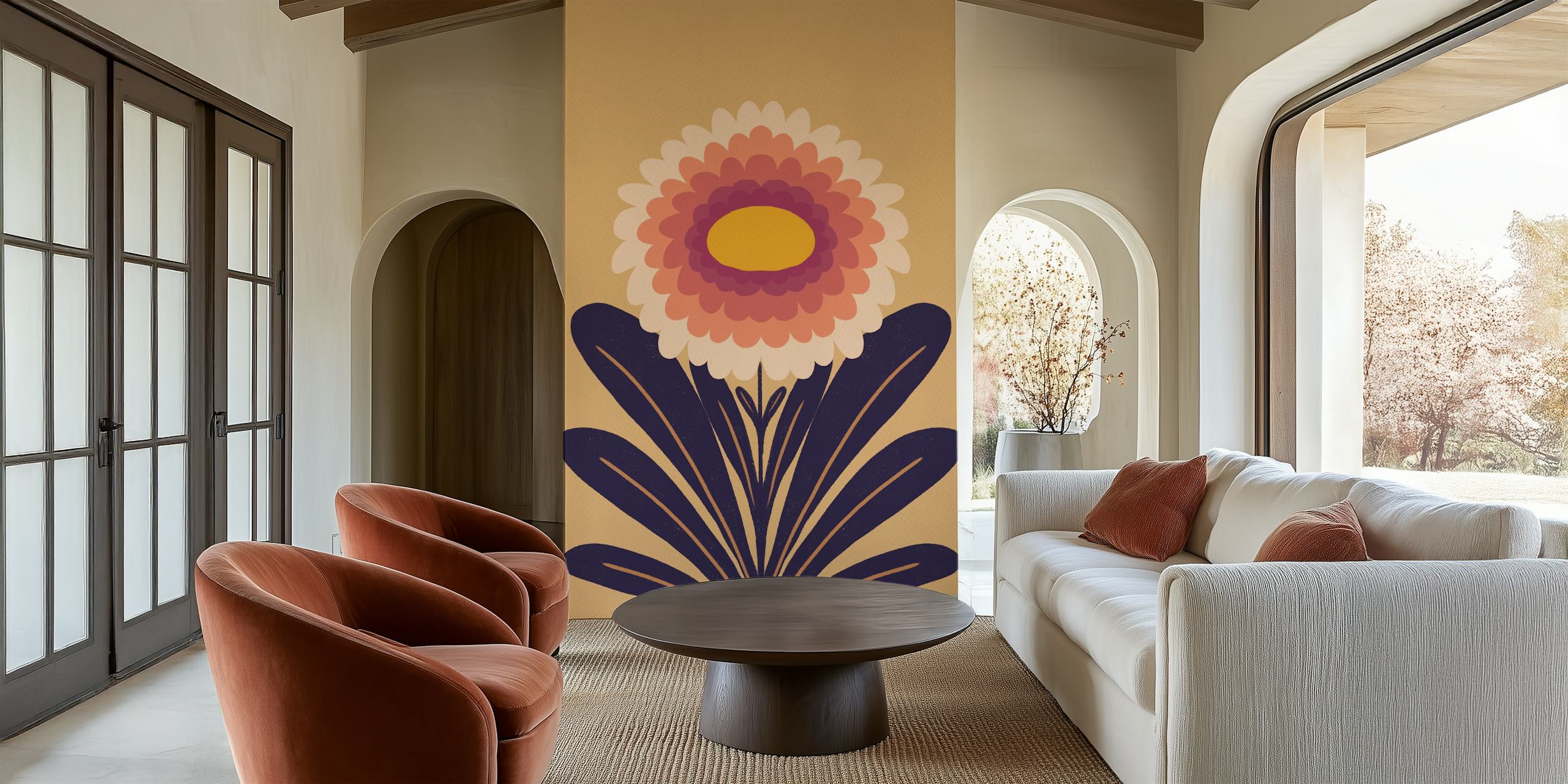 Cute modern dahlia tapet i et rom