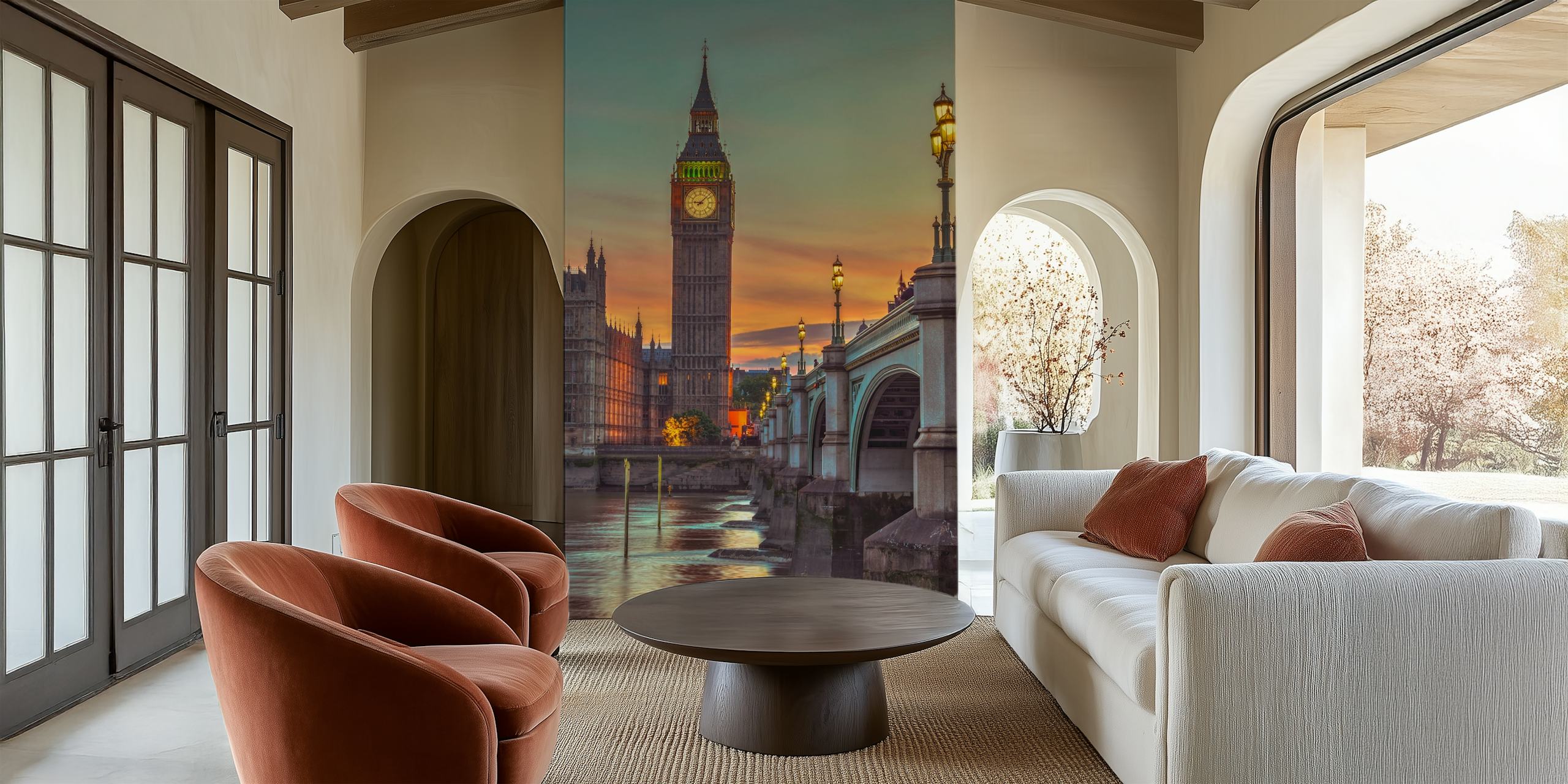 Clock Tower tapet i et stilfullt rom