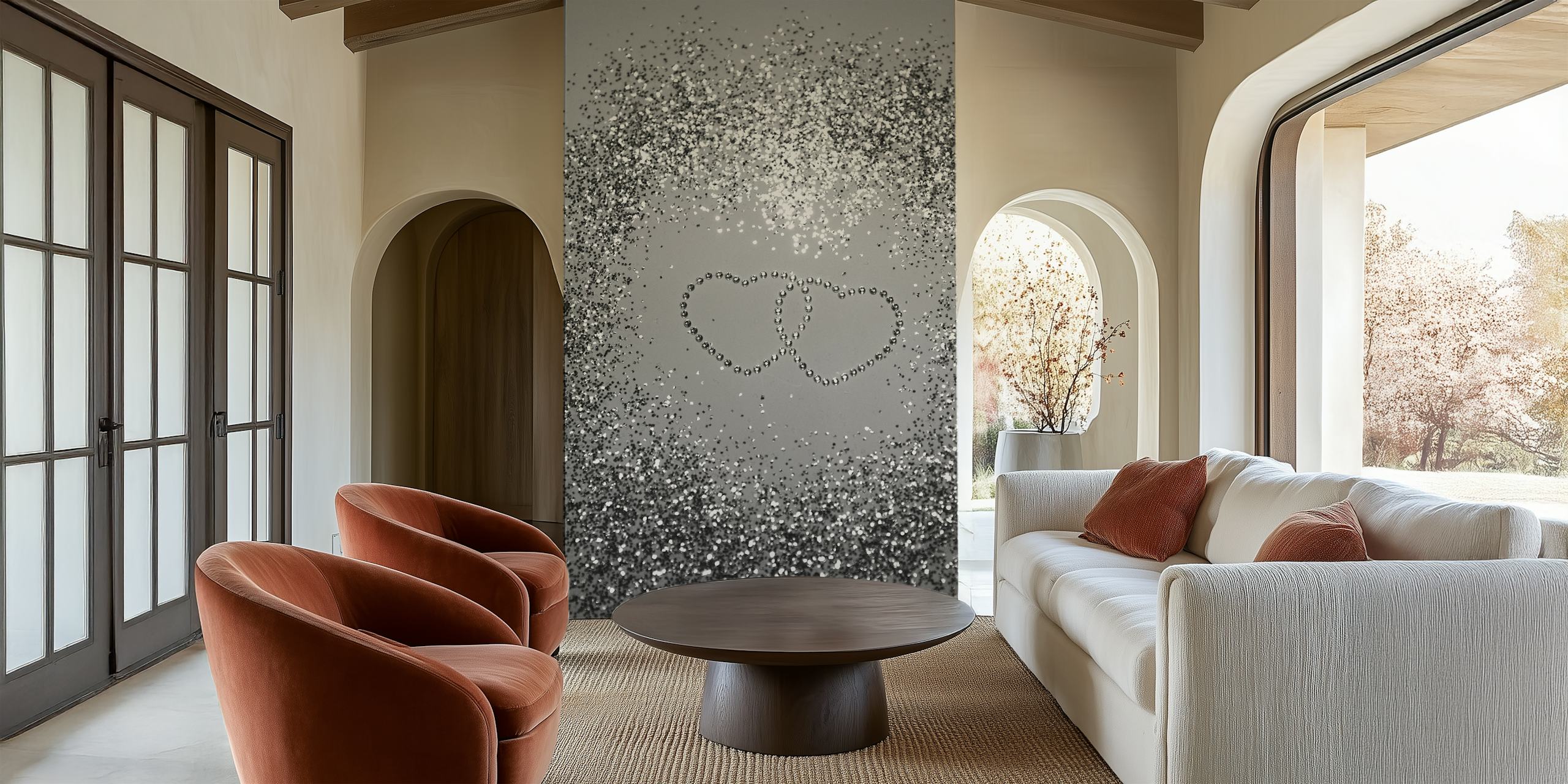 Sparkling Glitter Hearts Tapete in einem Raum