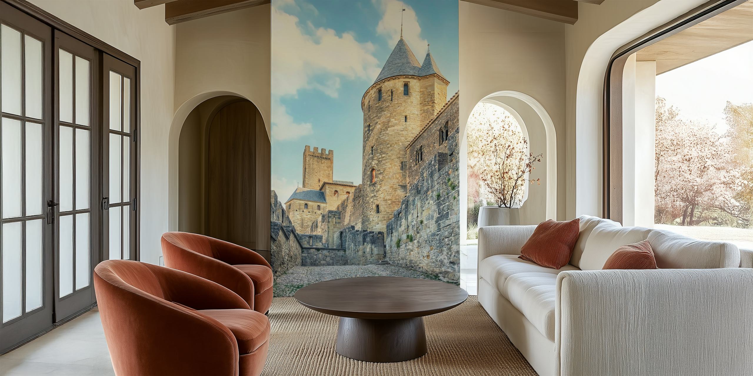 Medieval old town wallpaper design