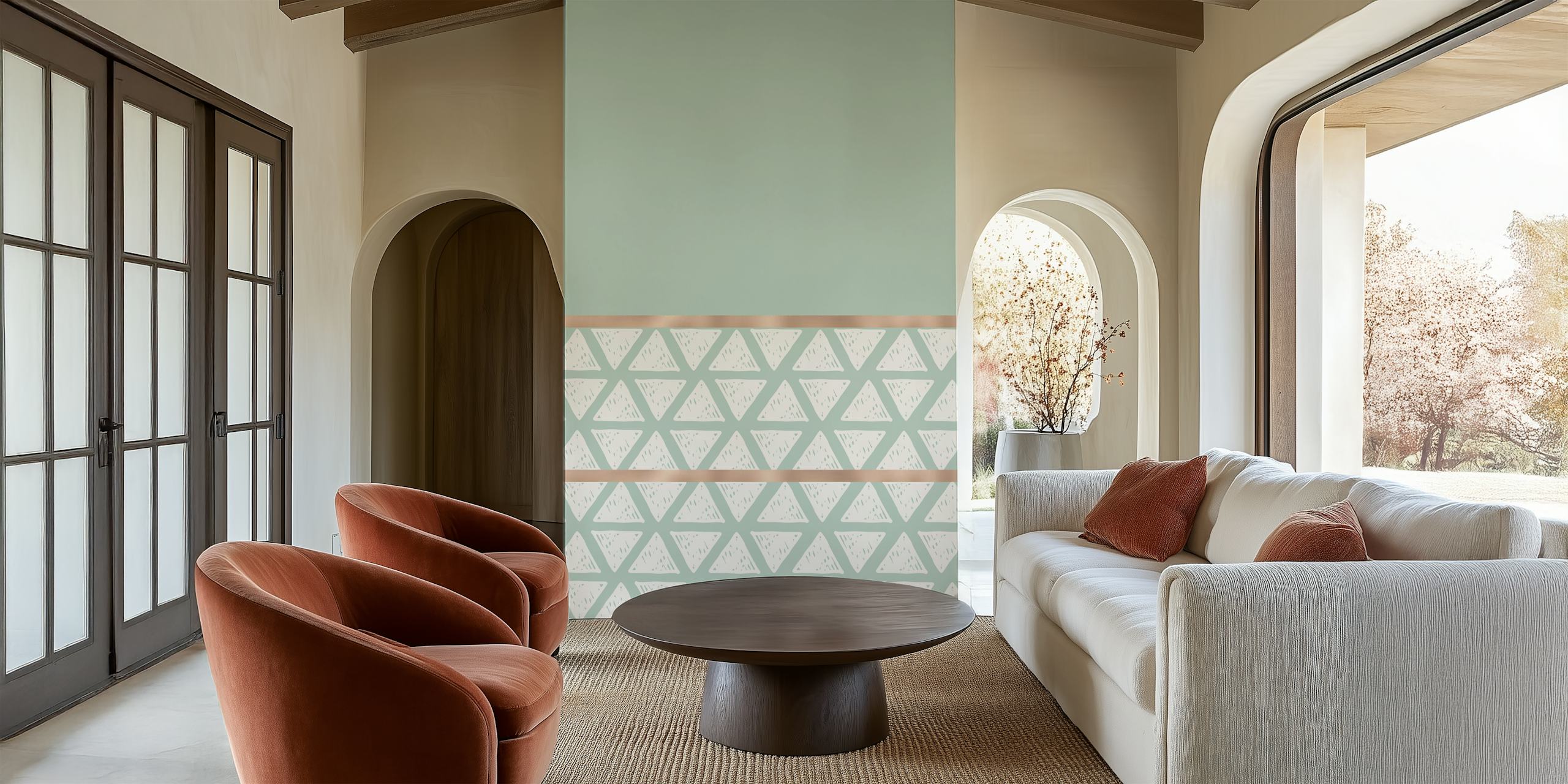Tranquil triangles wallpaper in a room