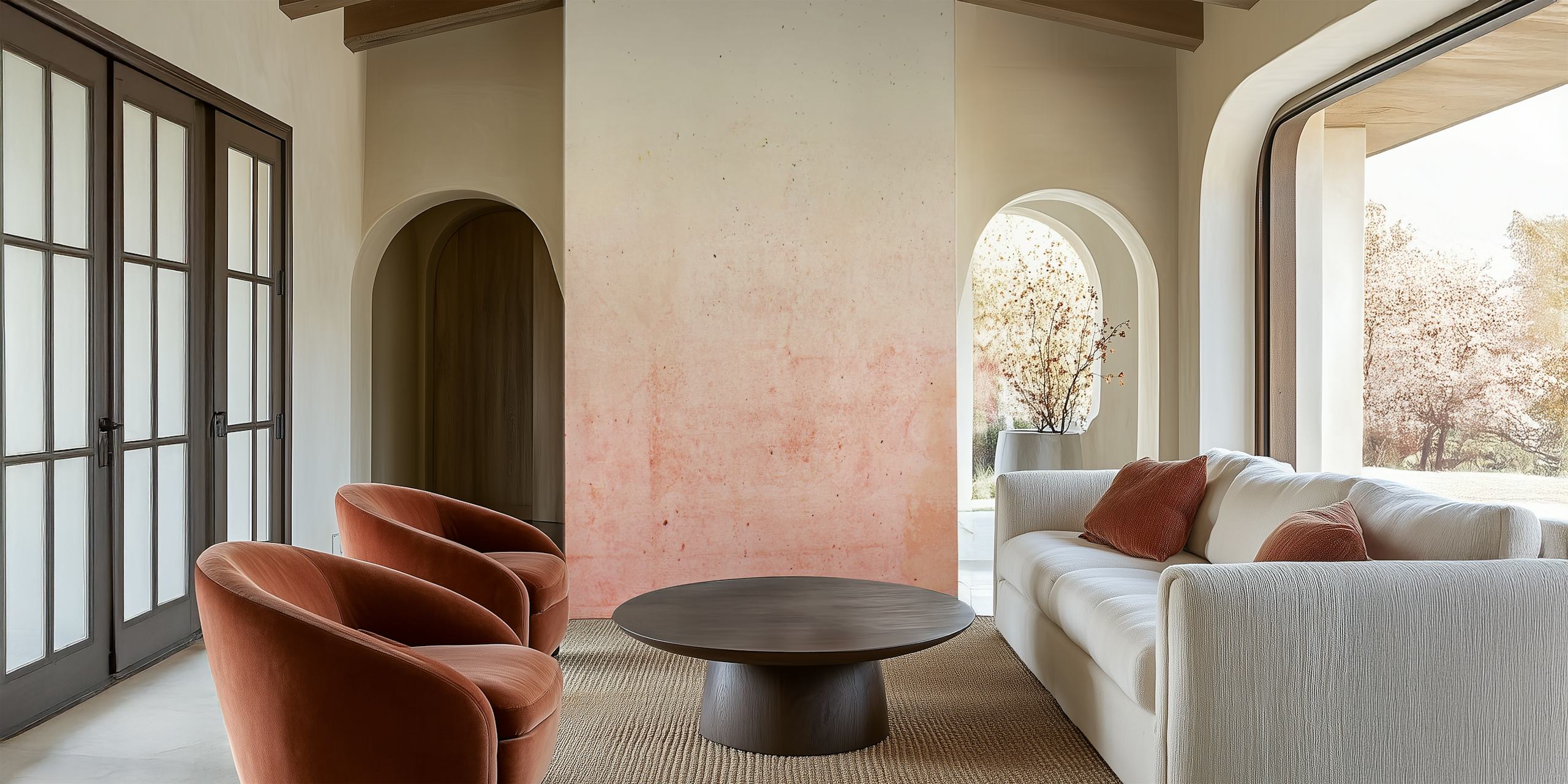Ombre gradient pink and white textured wallpaper