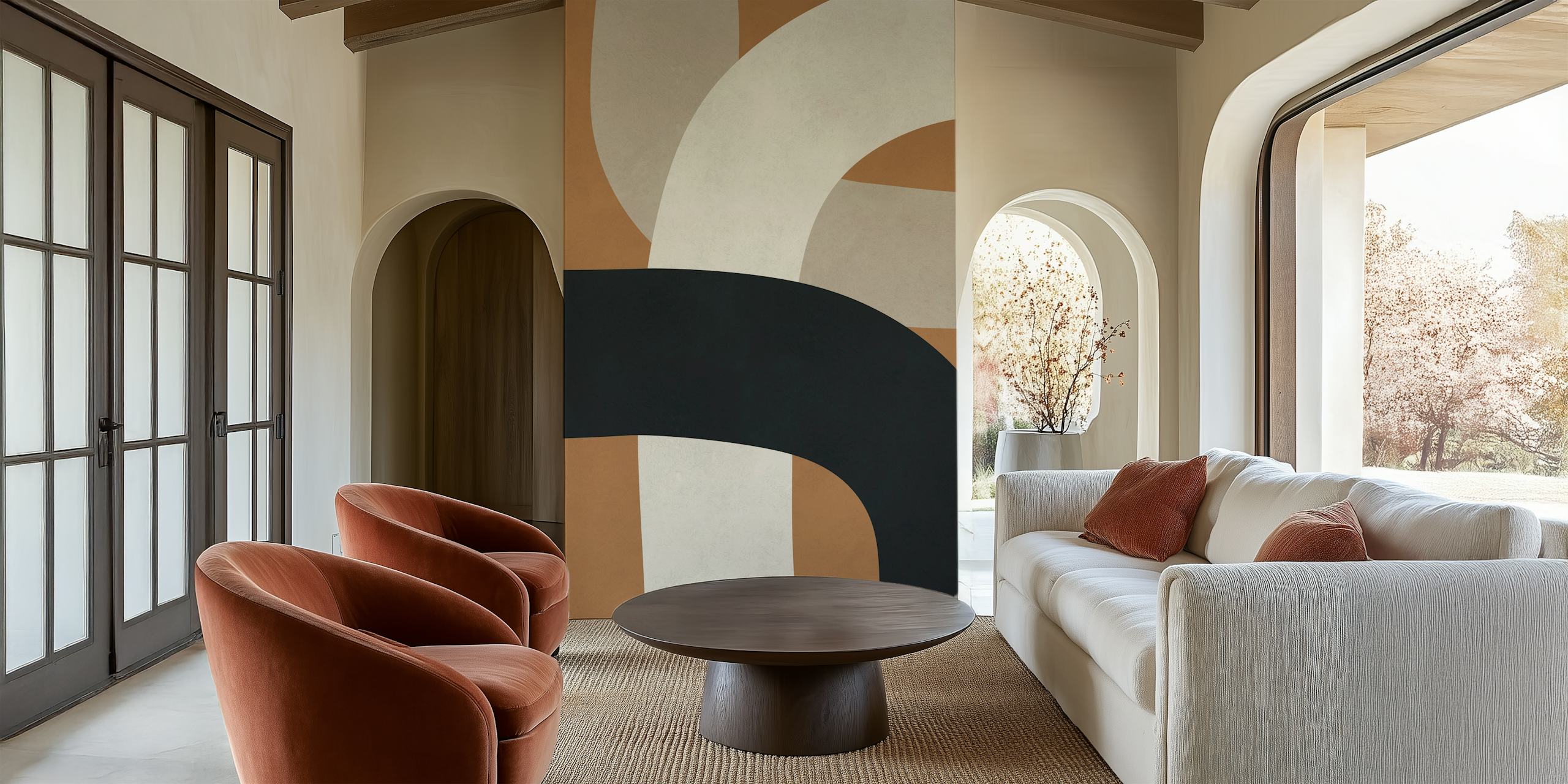 Elegant Curve Fusion behang in een kamer