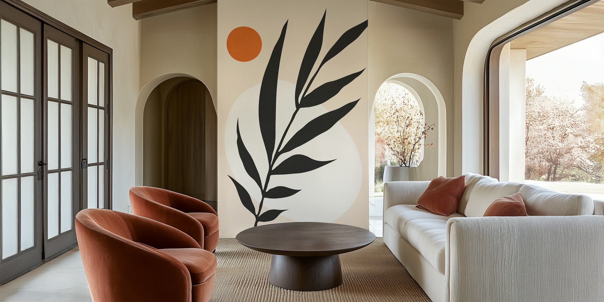 Papel de parede Abstract Botanical Zen em um quarto