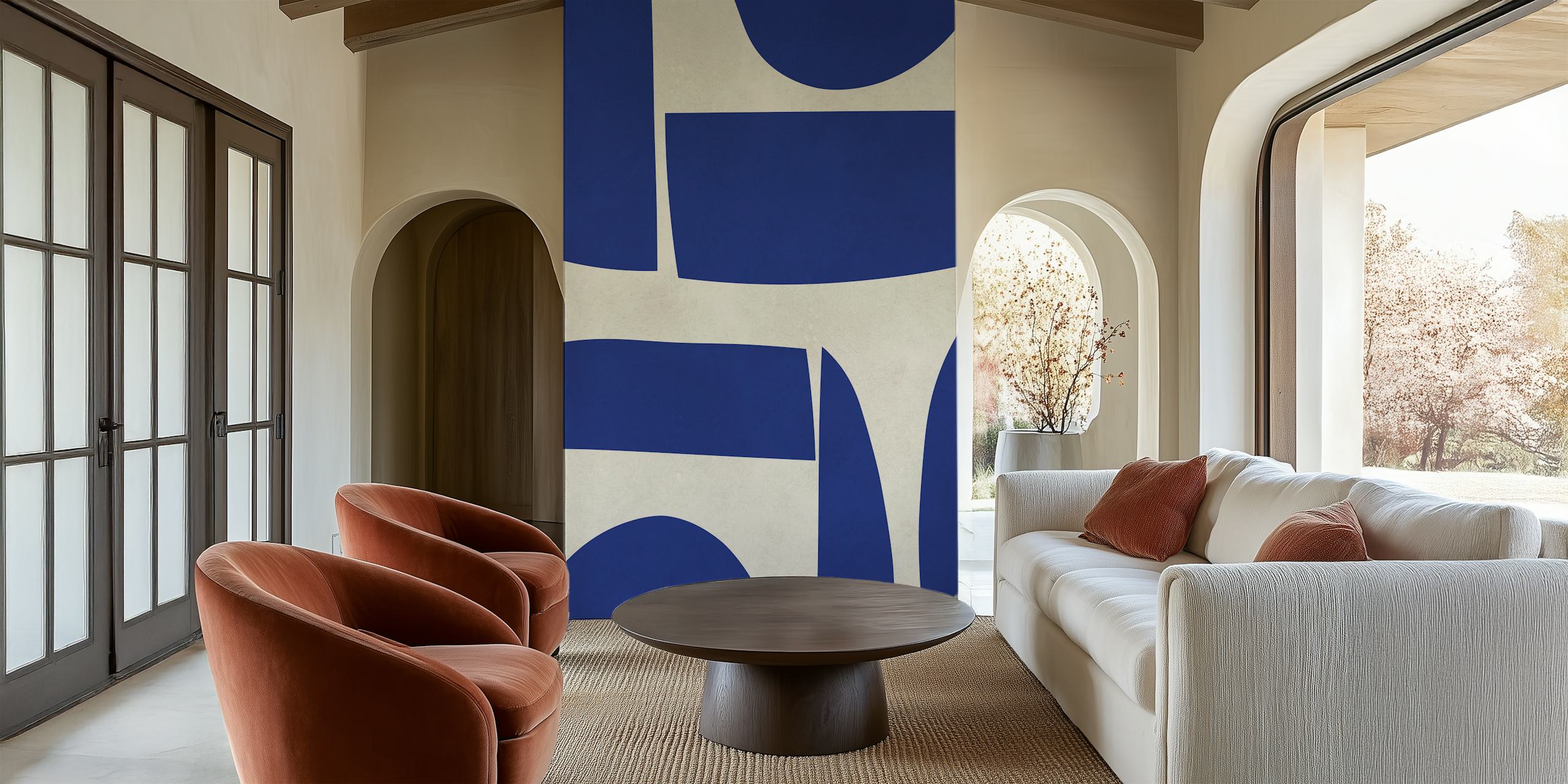 Design di Blue Geometric Harmony in una stanza