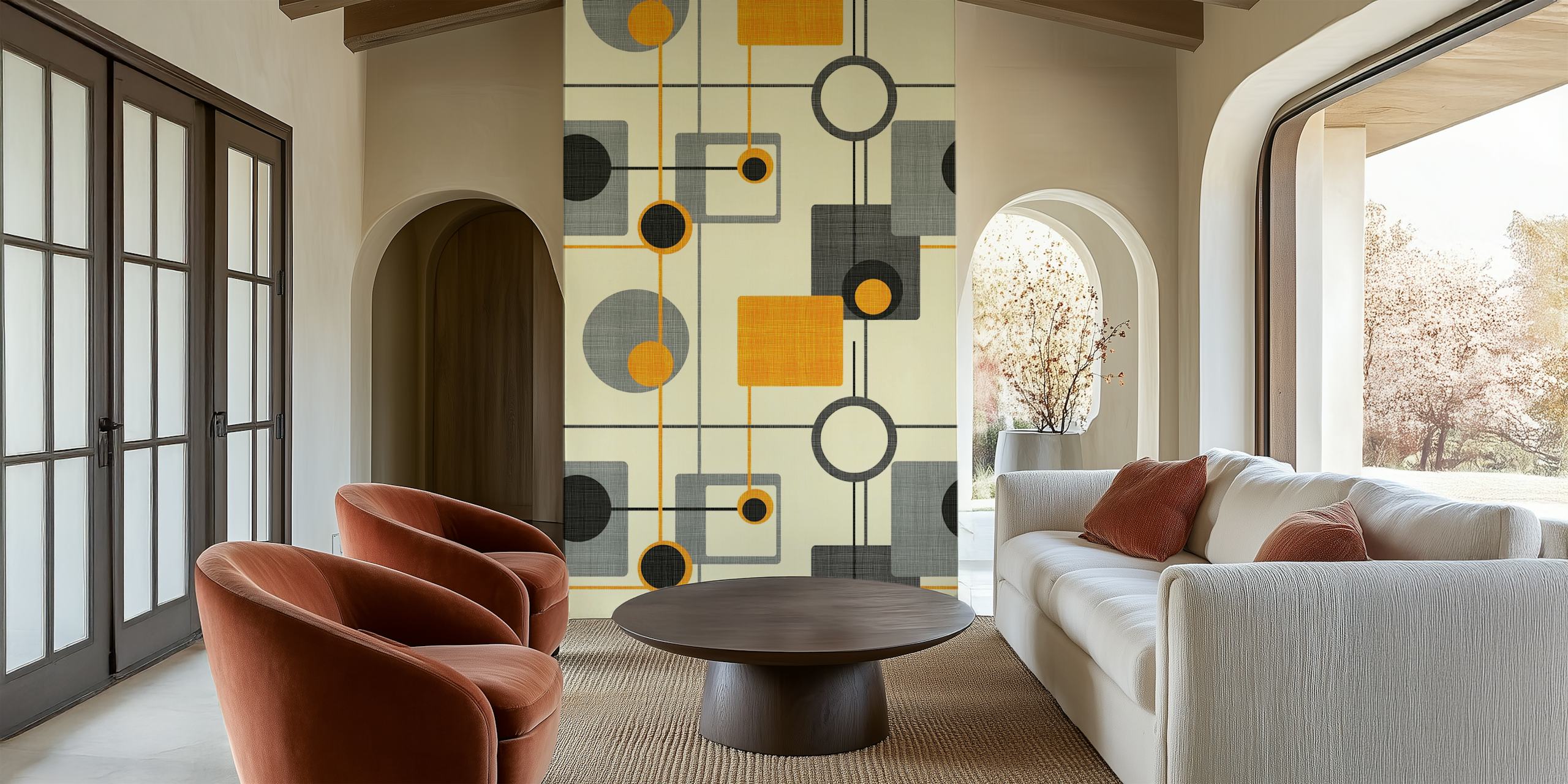 Mid-Century Style Motif wallpaper in a room