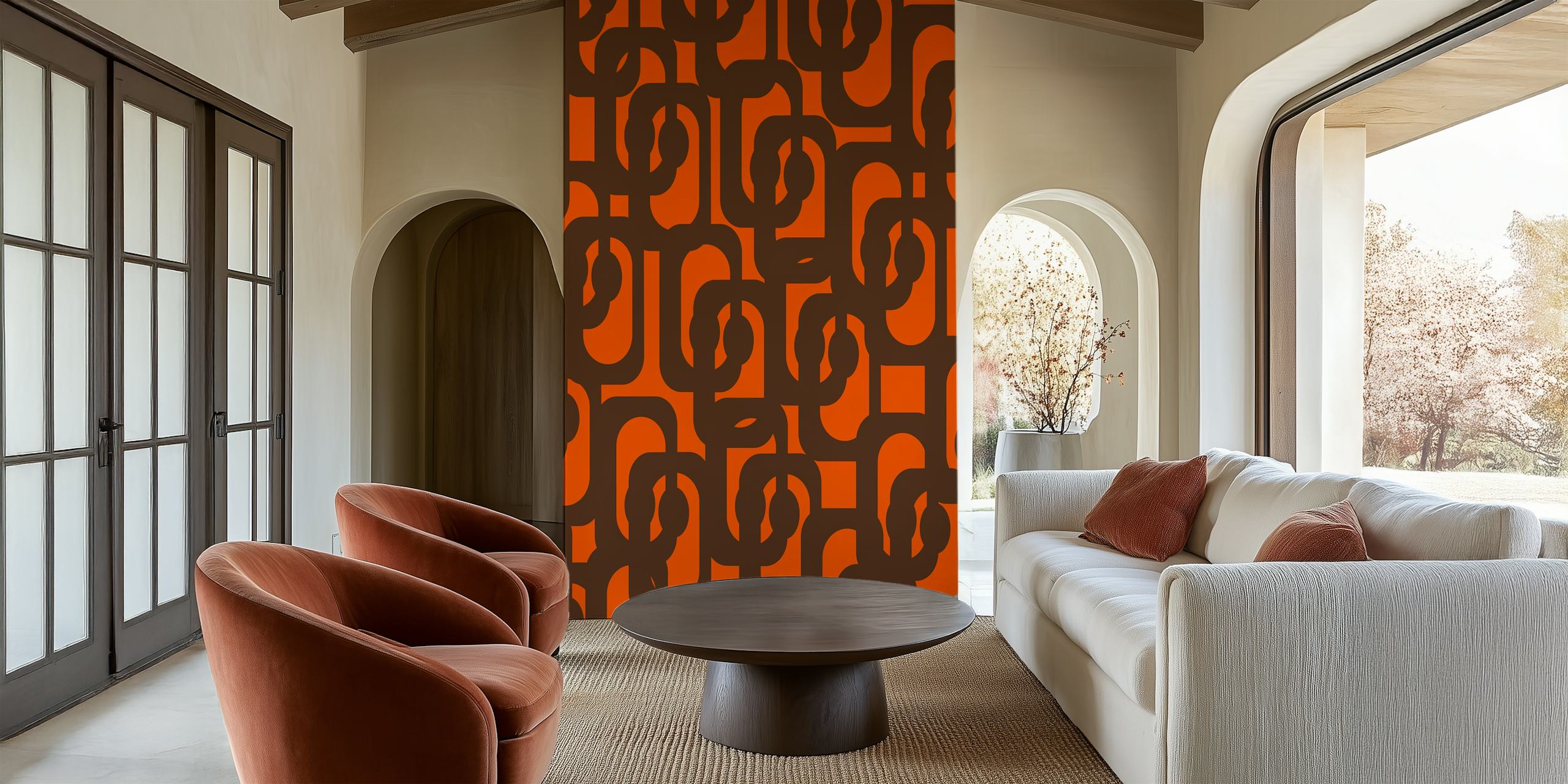 Mid Century Modern Loops wallpaper in a room