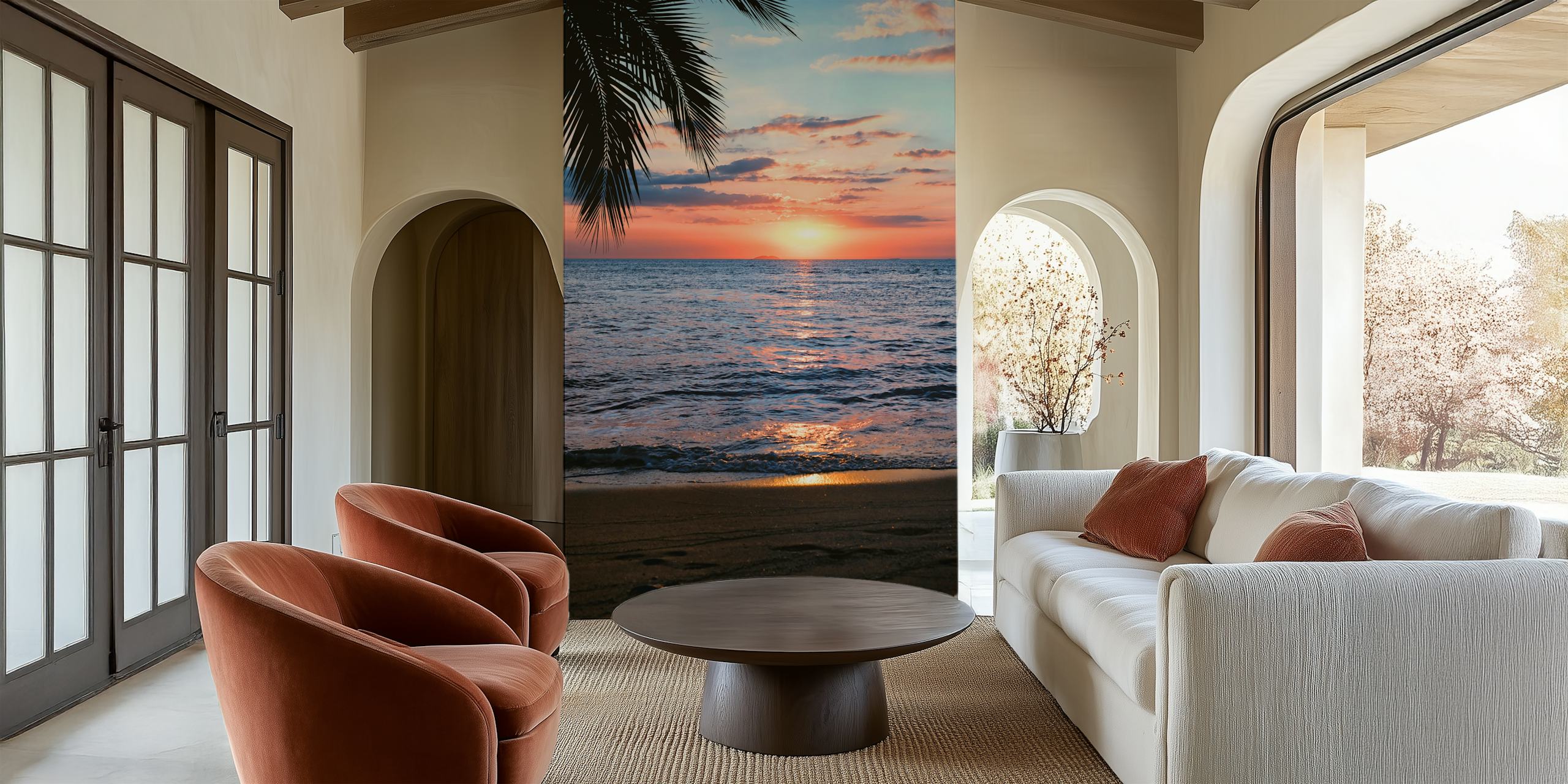 Strand Sonnenuntergang Tapete in einem Raum