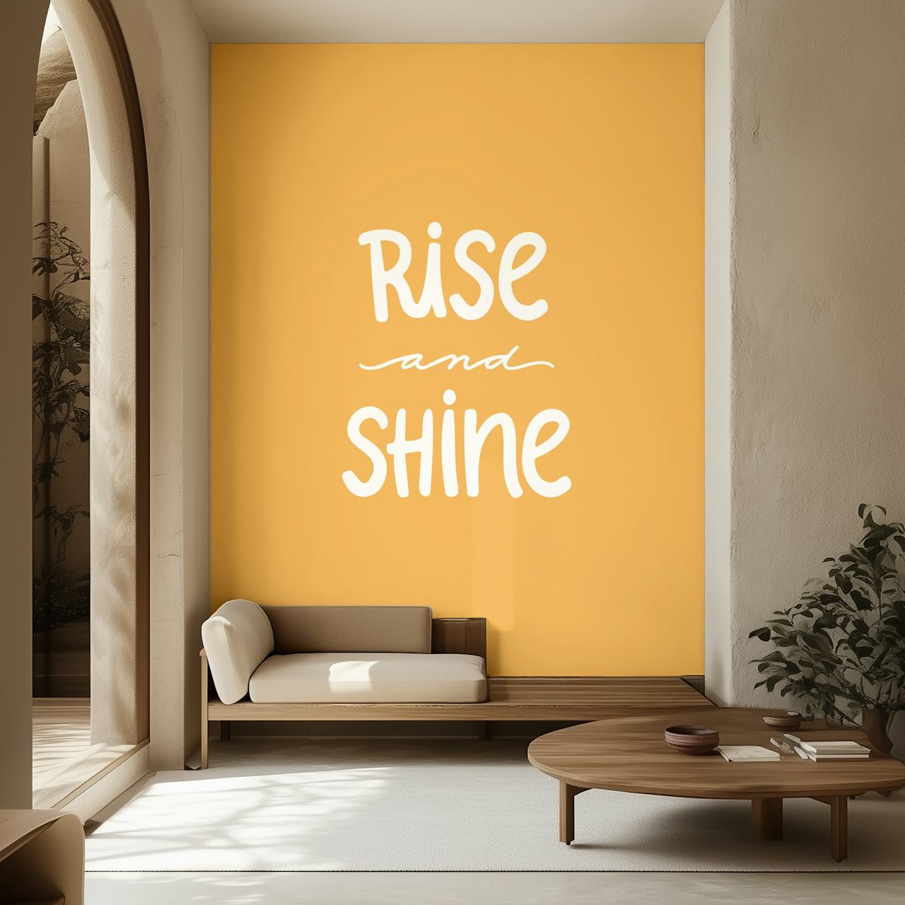 Rise And Shine Yellow behang in een kamer