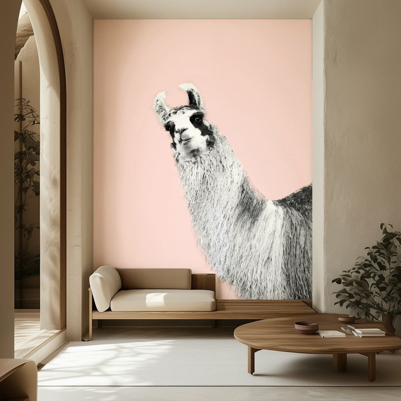 Papel de parede Cute Llama em um quarto