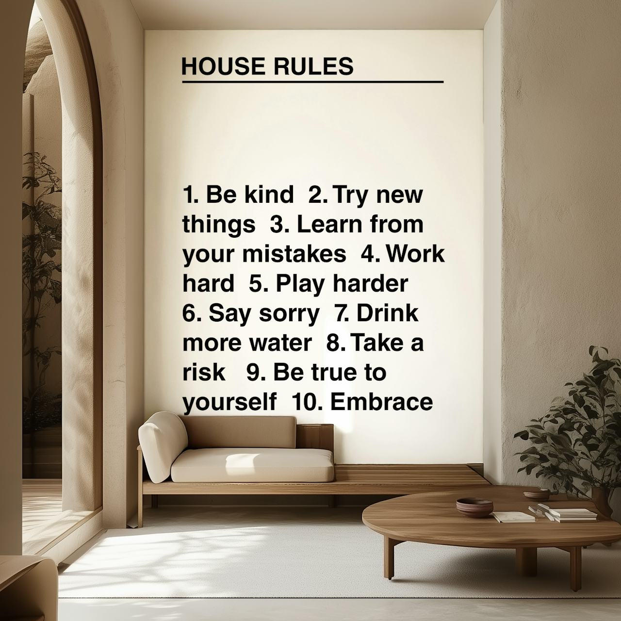 House Rules wallpaper displayed in a room