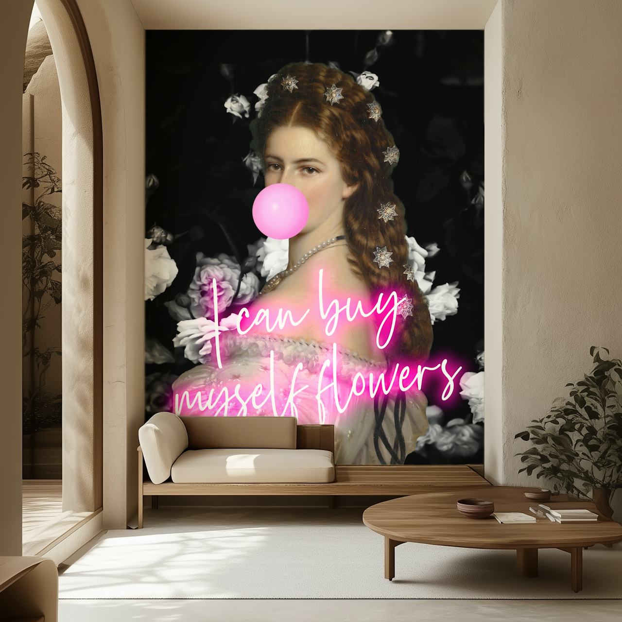 Tapeta Bubble-Gum Pink Sisi v nastavení místnosti