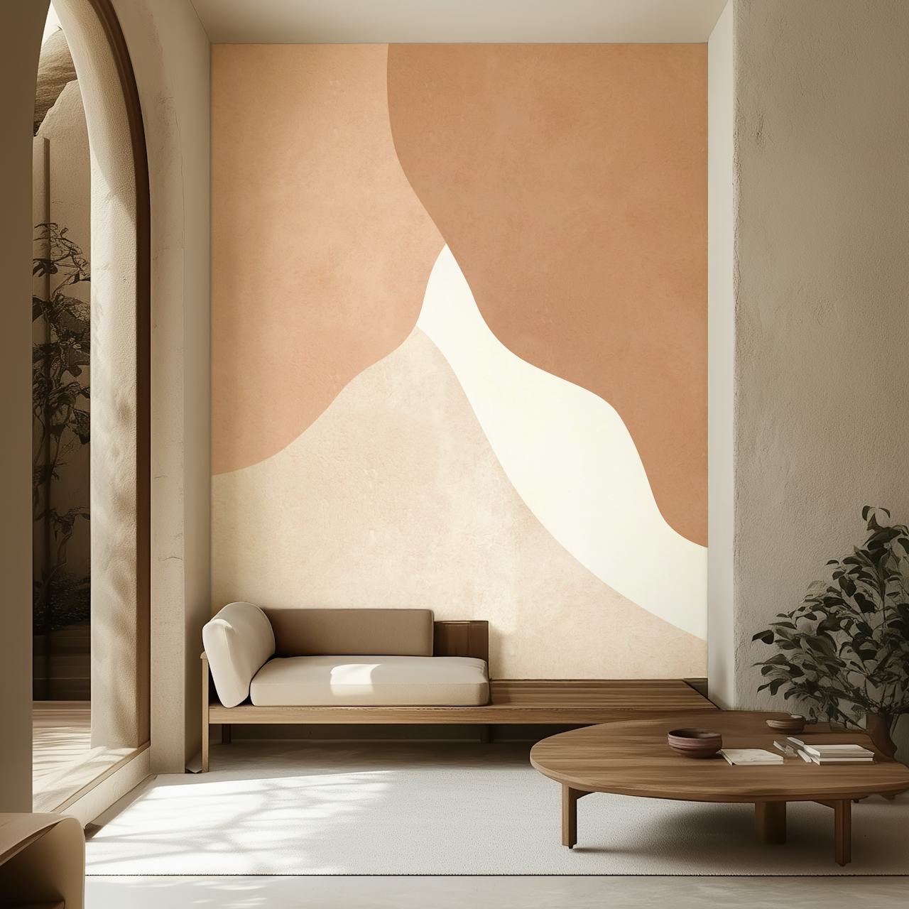 Carta da parati Creamy Curves Decor in una stanza