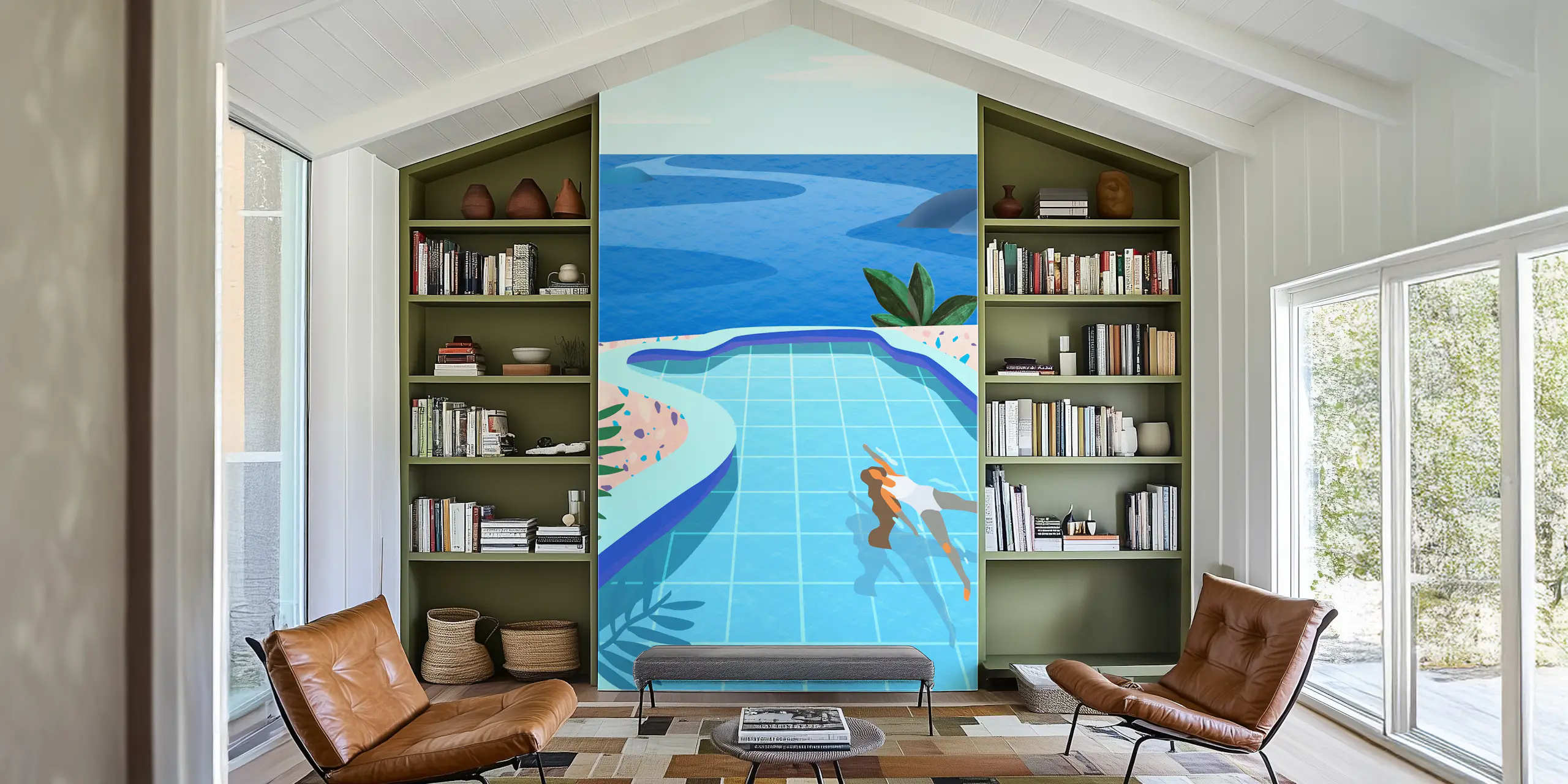 Girl in Pool Wallpaper - Happywall