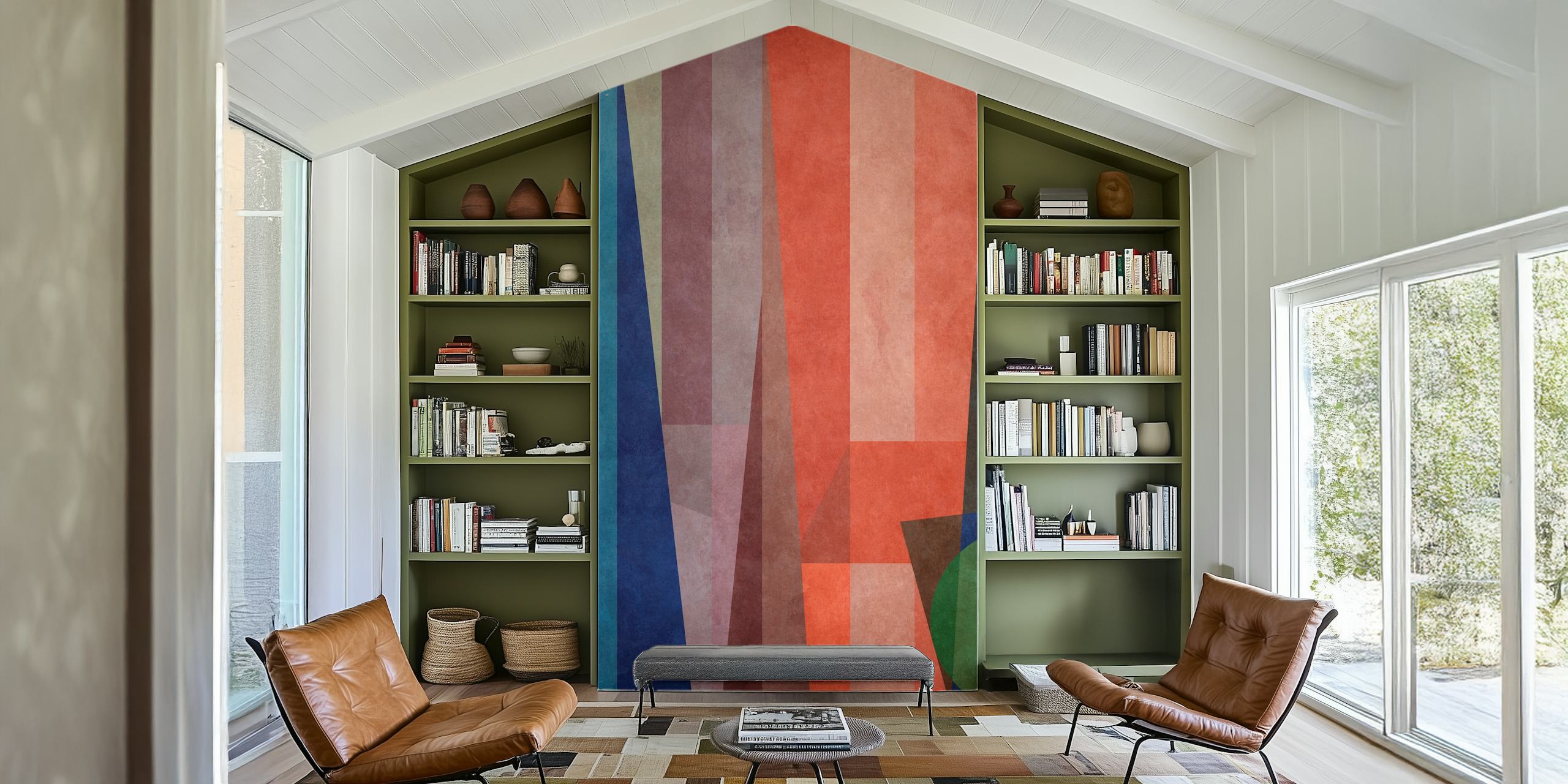 Geometrisch behangontwerp in een kameromgeving