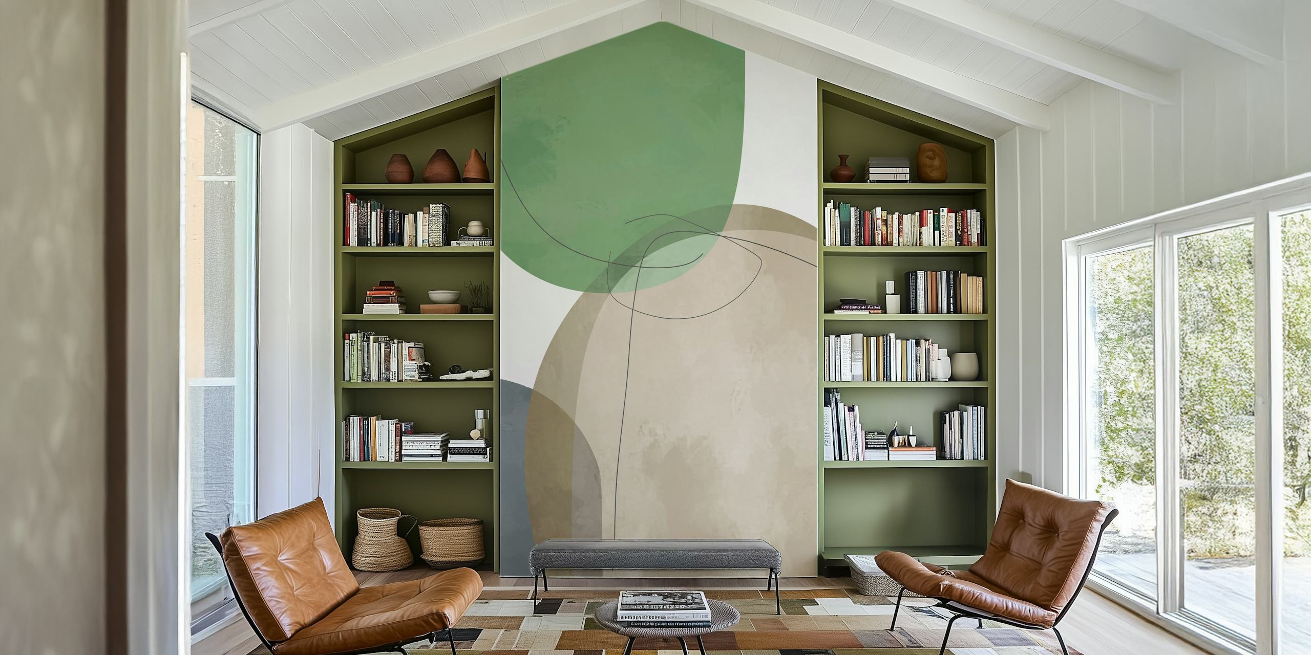 Overlapping Parts 6 wallpaper in a modern room