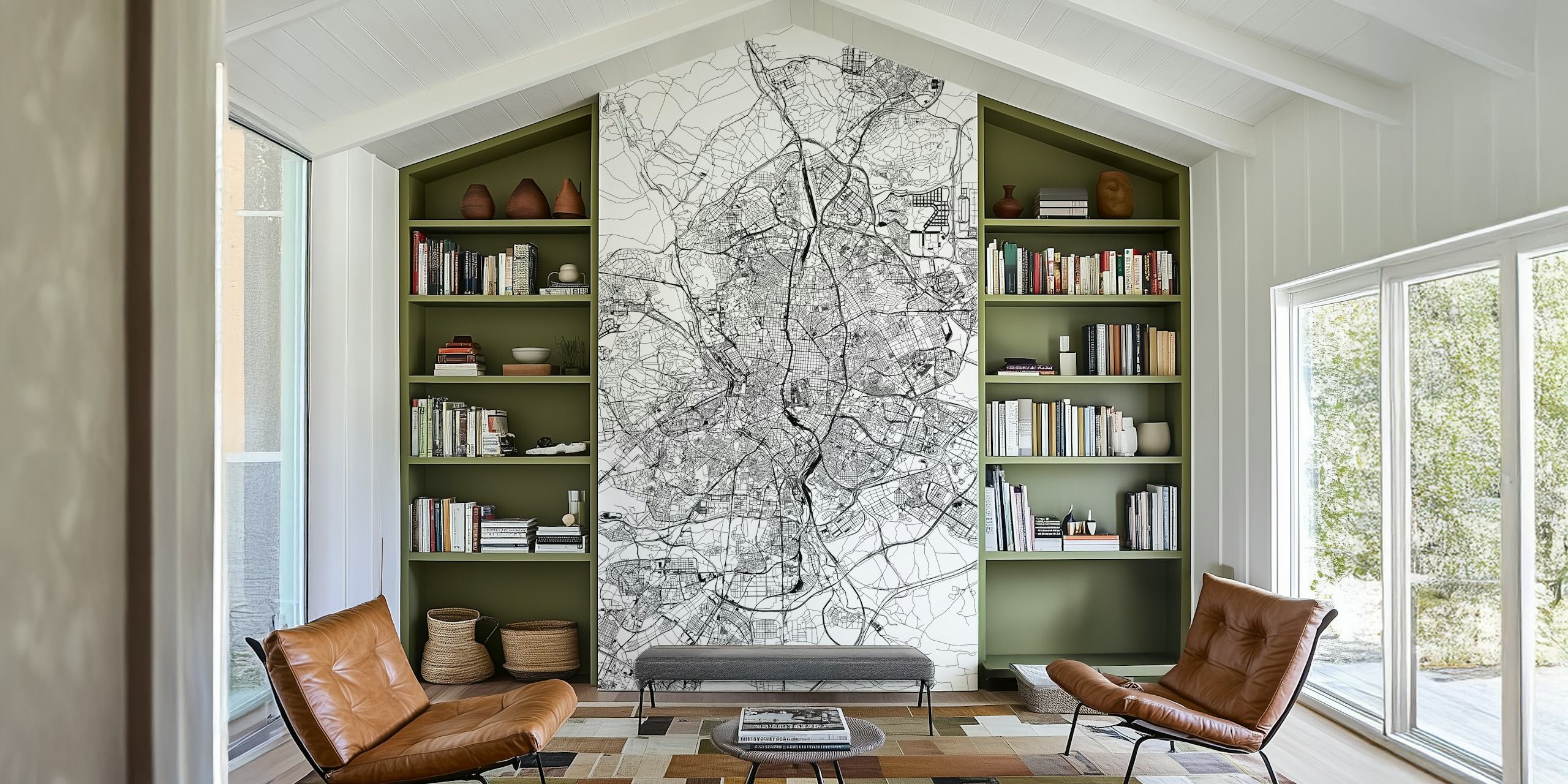 Madrid Map Portrait tapet i et rom