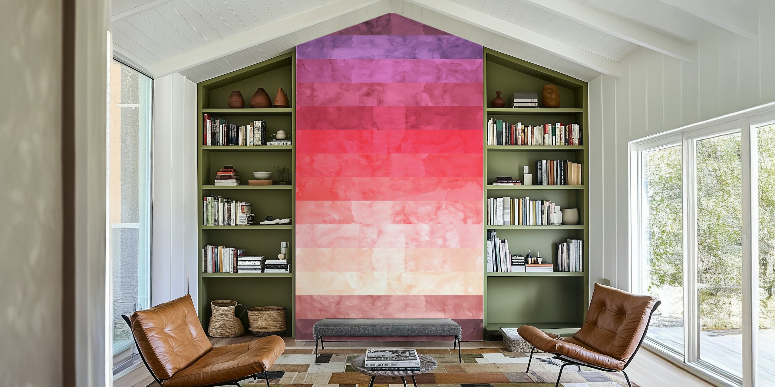 Watercolor bands V wallpaper displayed in a room